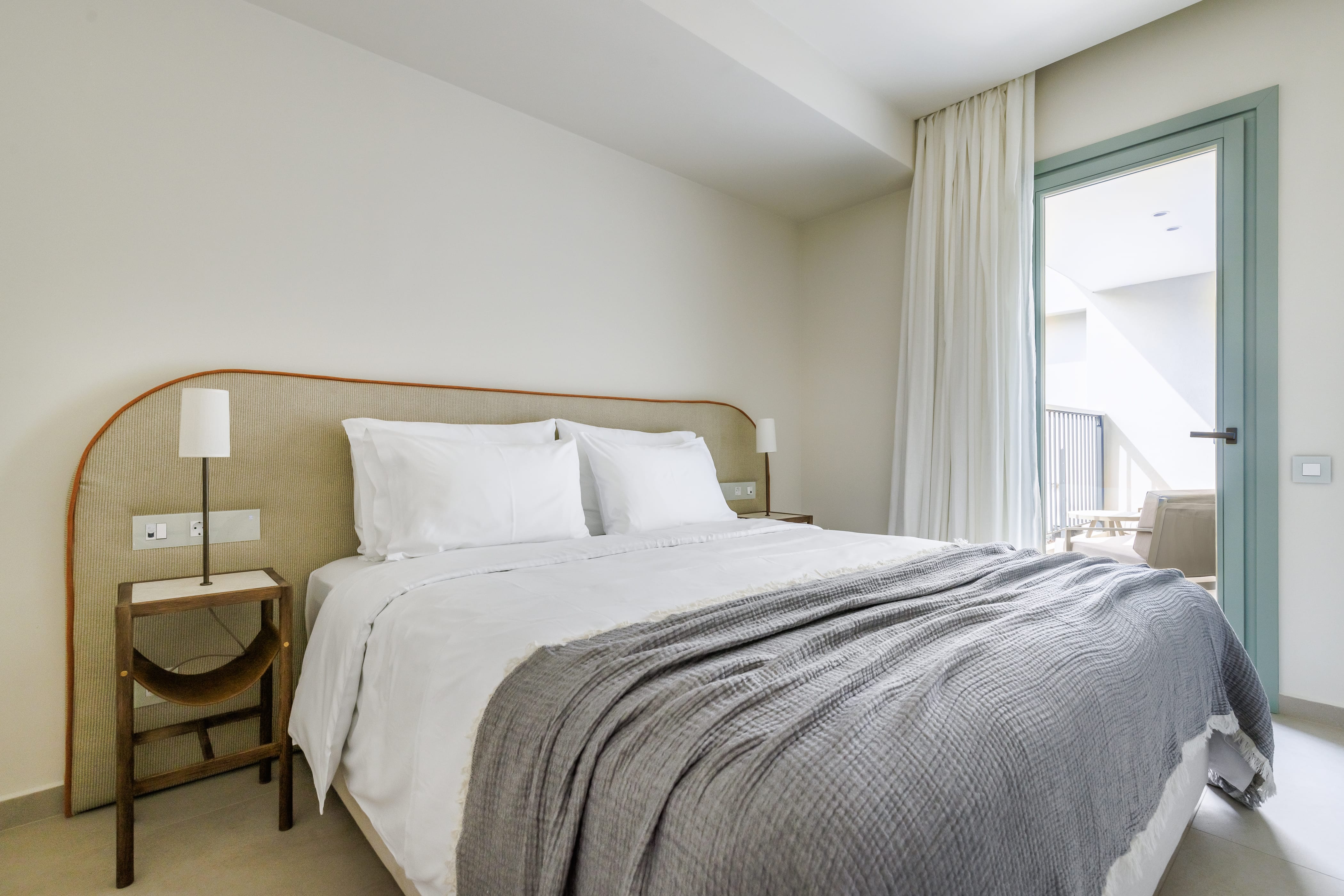 a bed in a hotel room