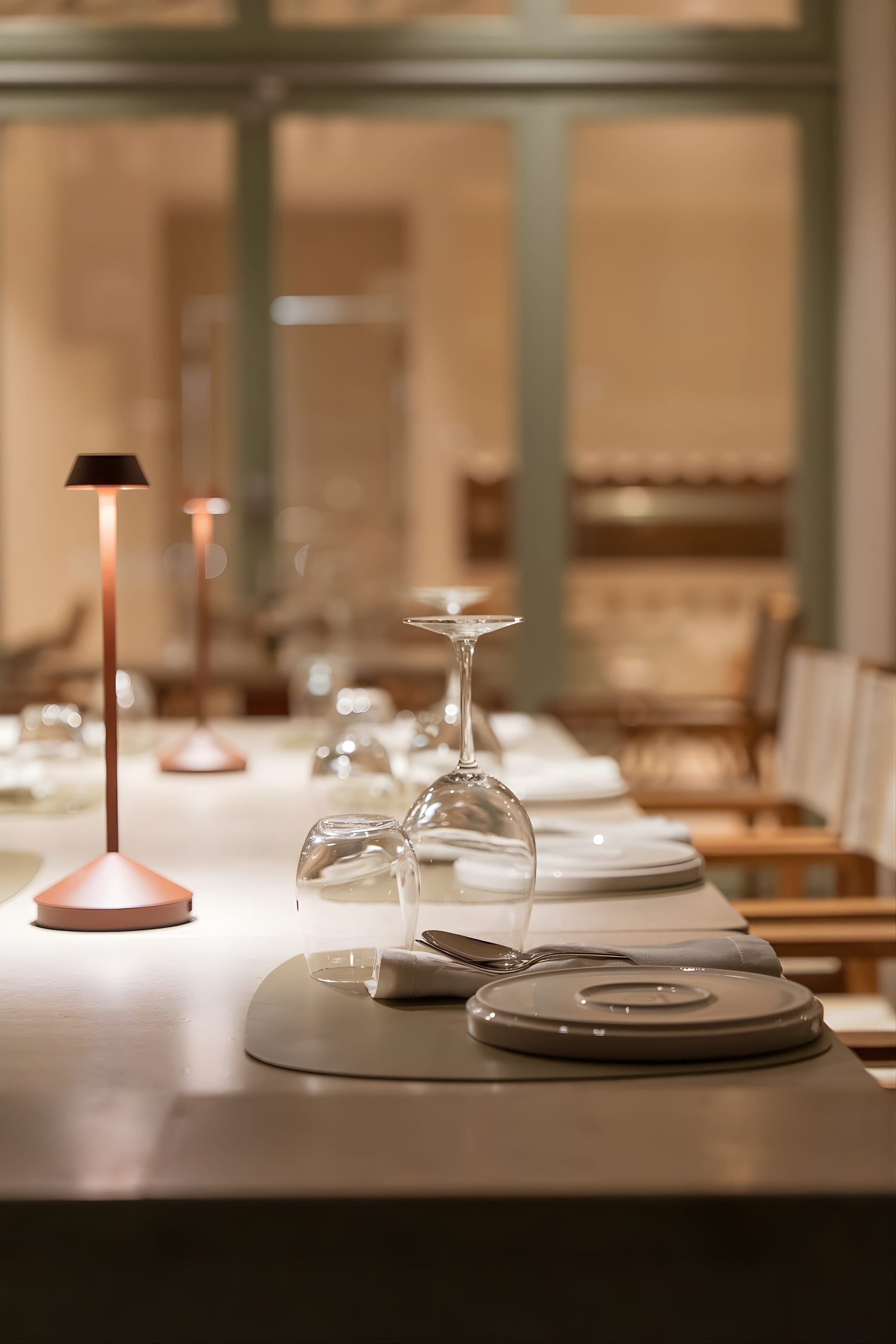 a table with a few glass objects on it