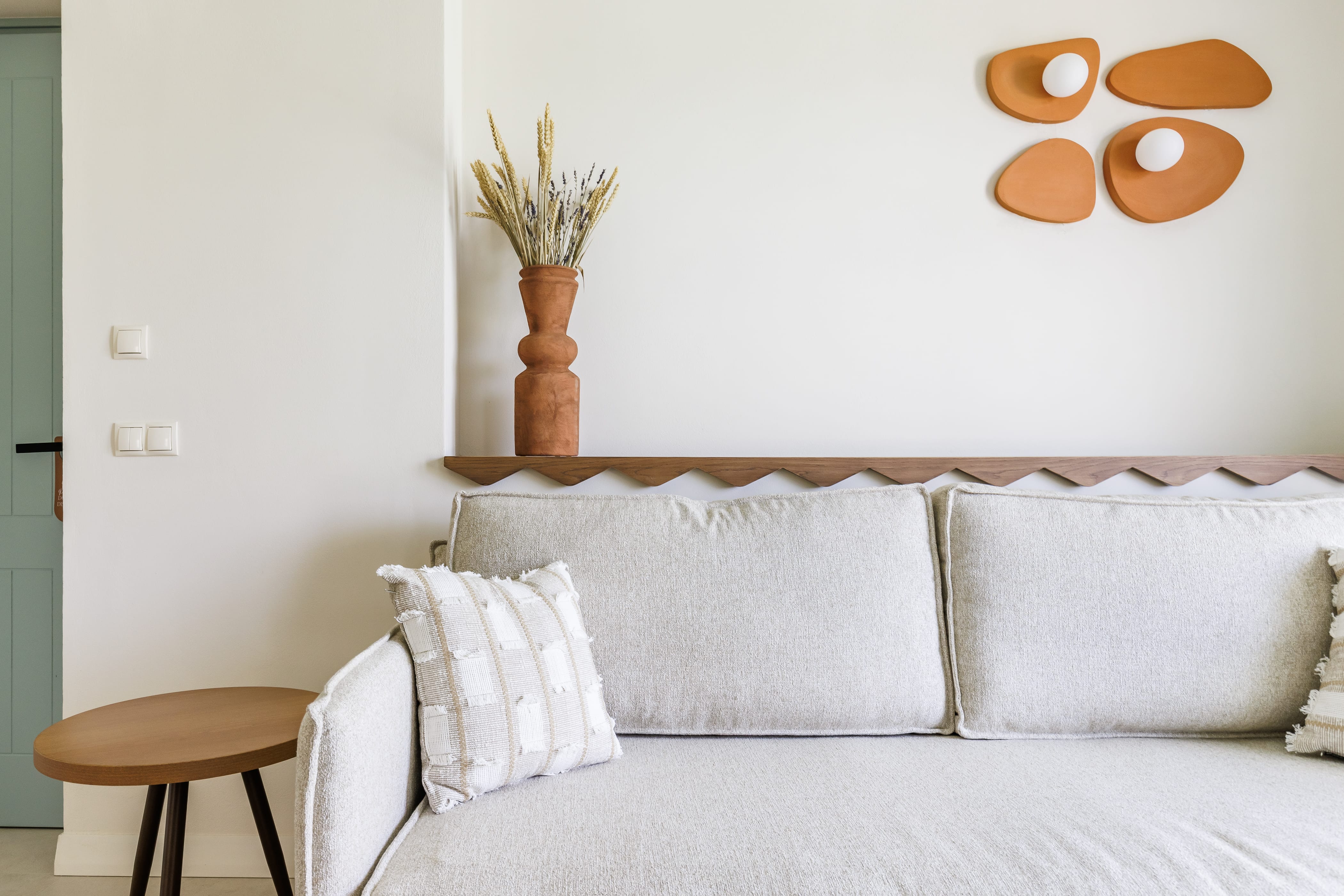 a bed with white pillows