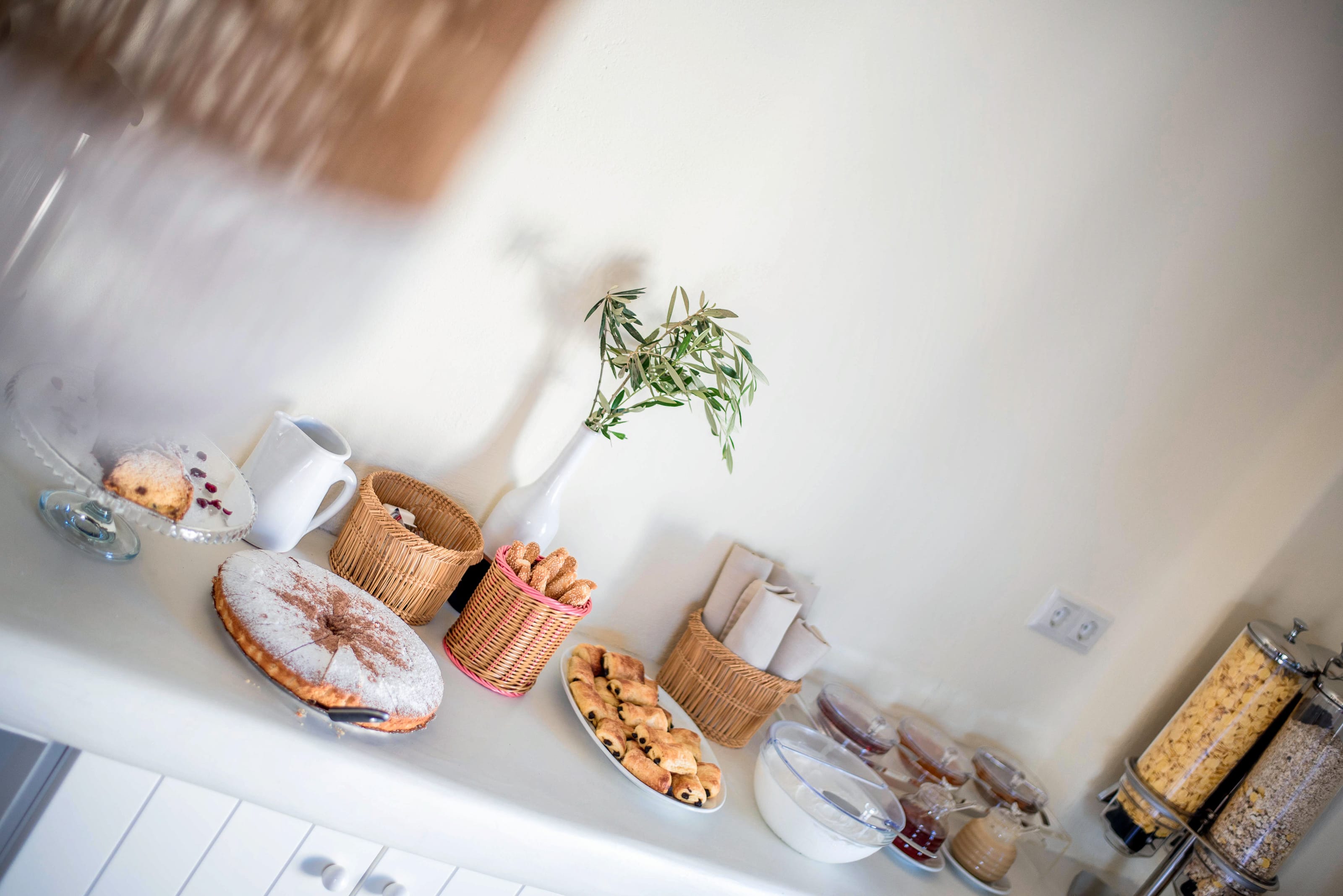 a kitchen counter with food