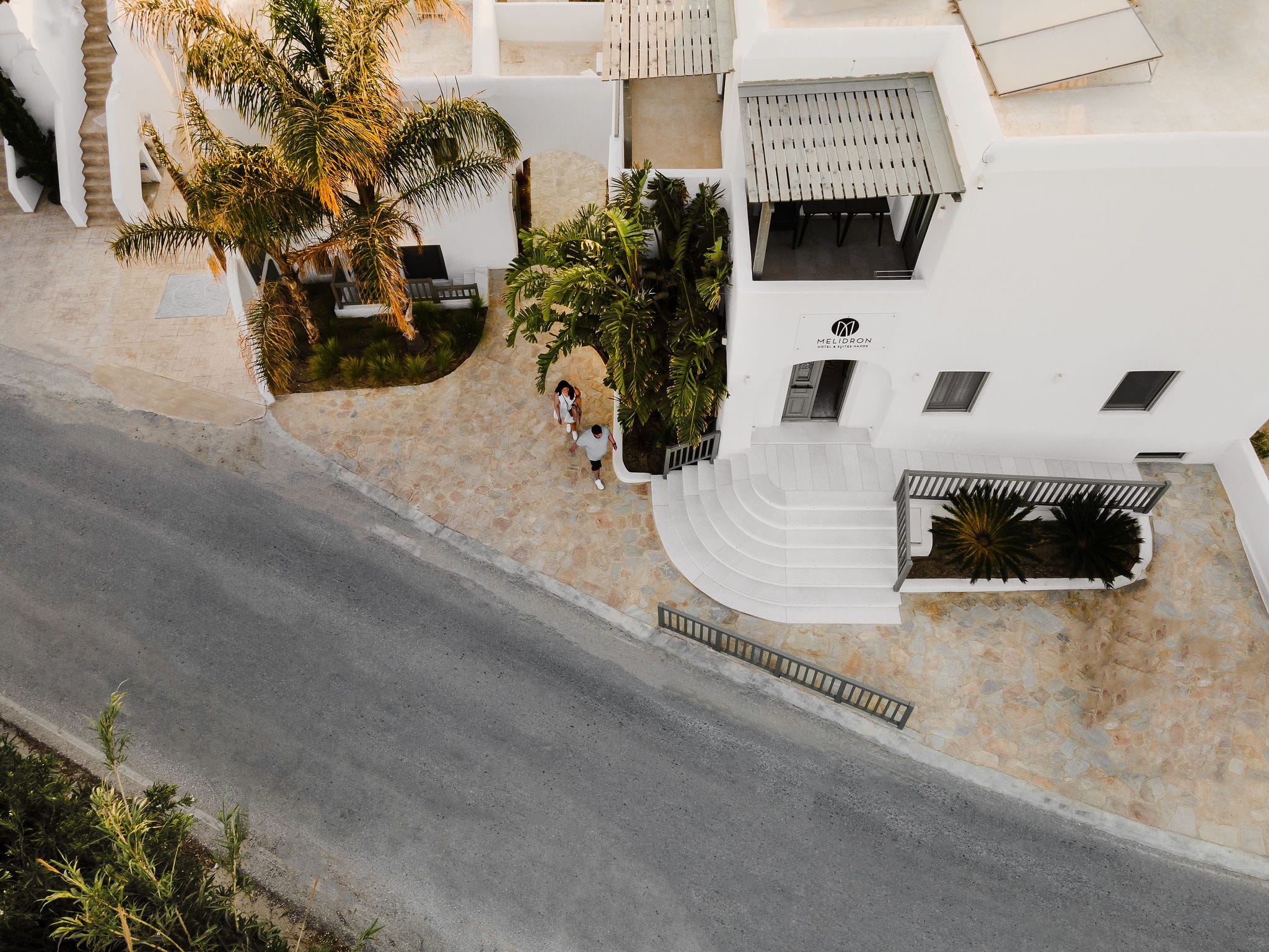 a street with trees and buildings