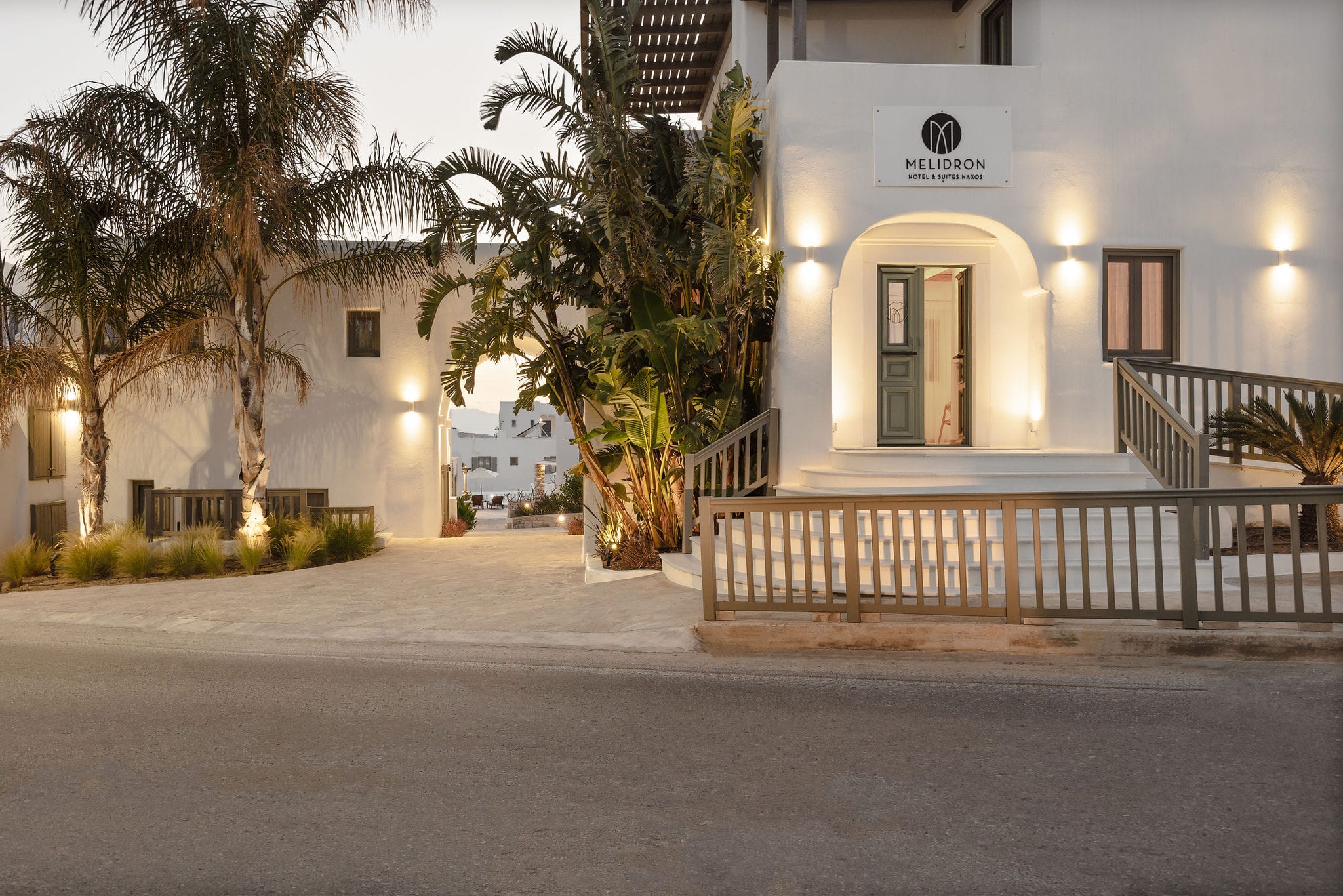 a street with trees and buildings
