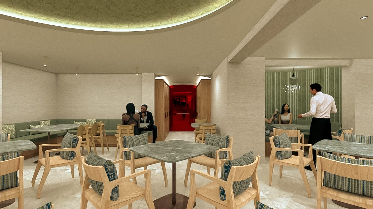 a group of people in a room