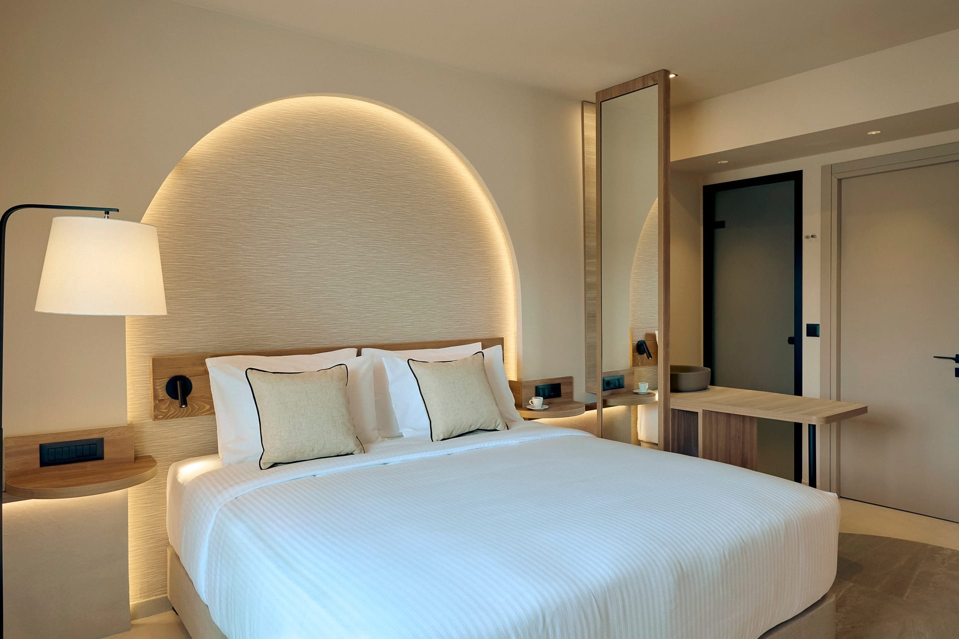 a bed in a hotel room