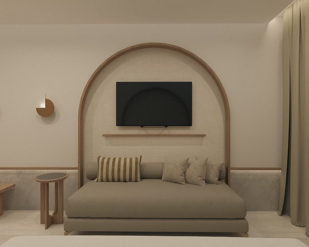 a white couch in a room