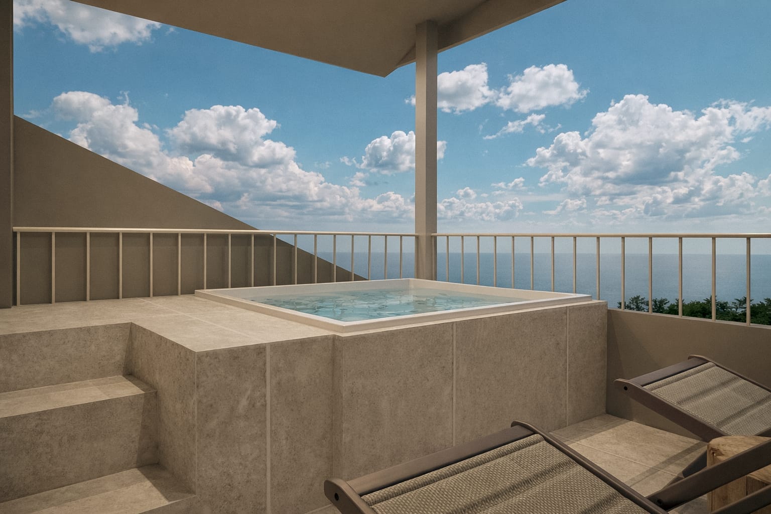 a swimming pool on a deck