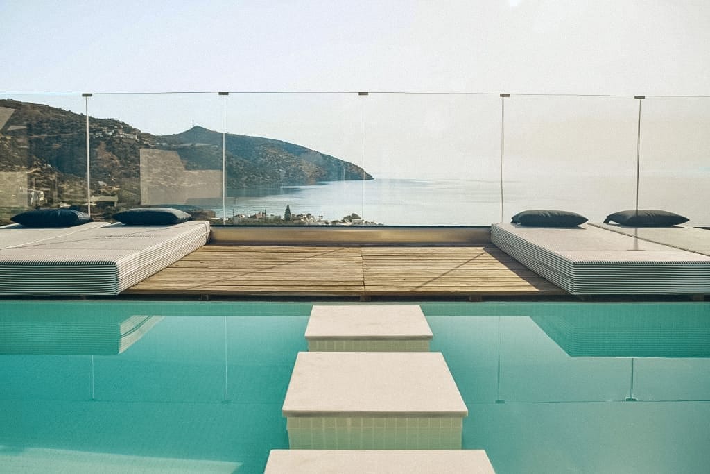 a pool with a deck