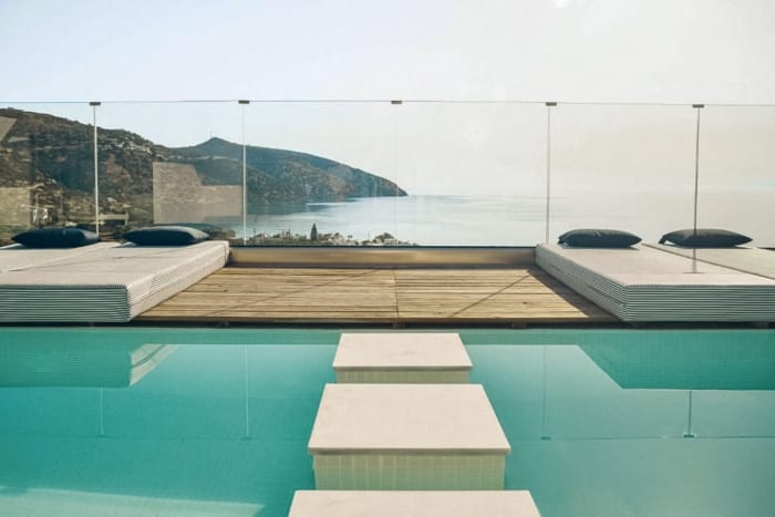 a pool with a deck