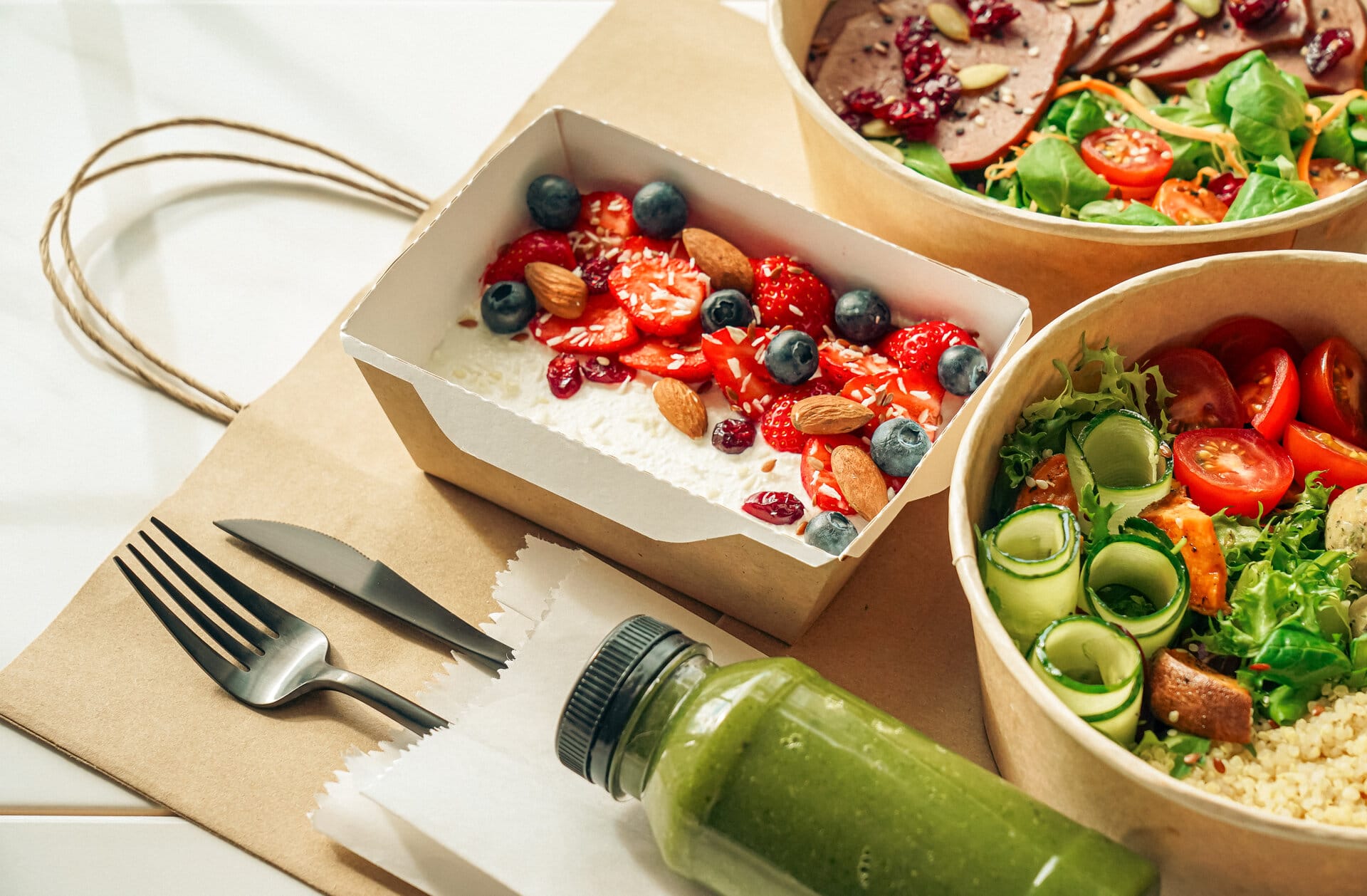 a table with bowls of food