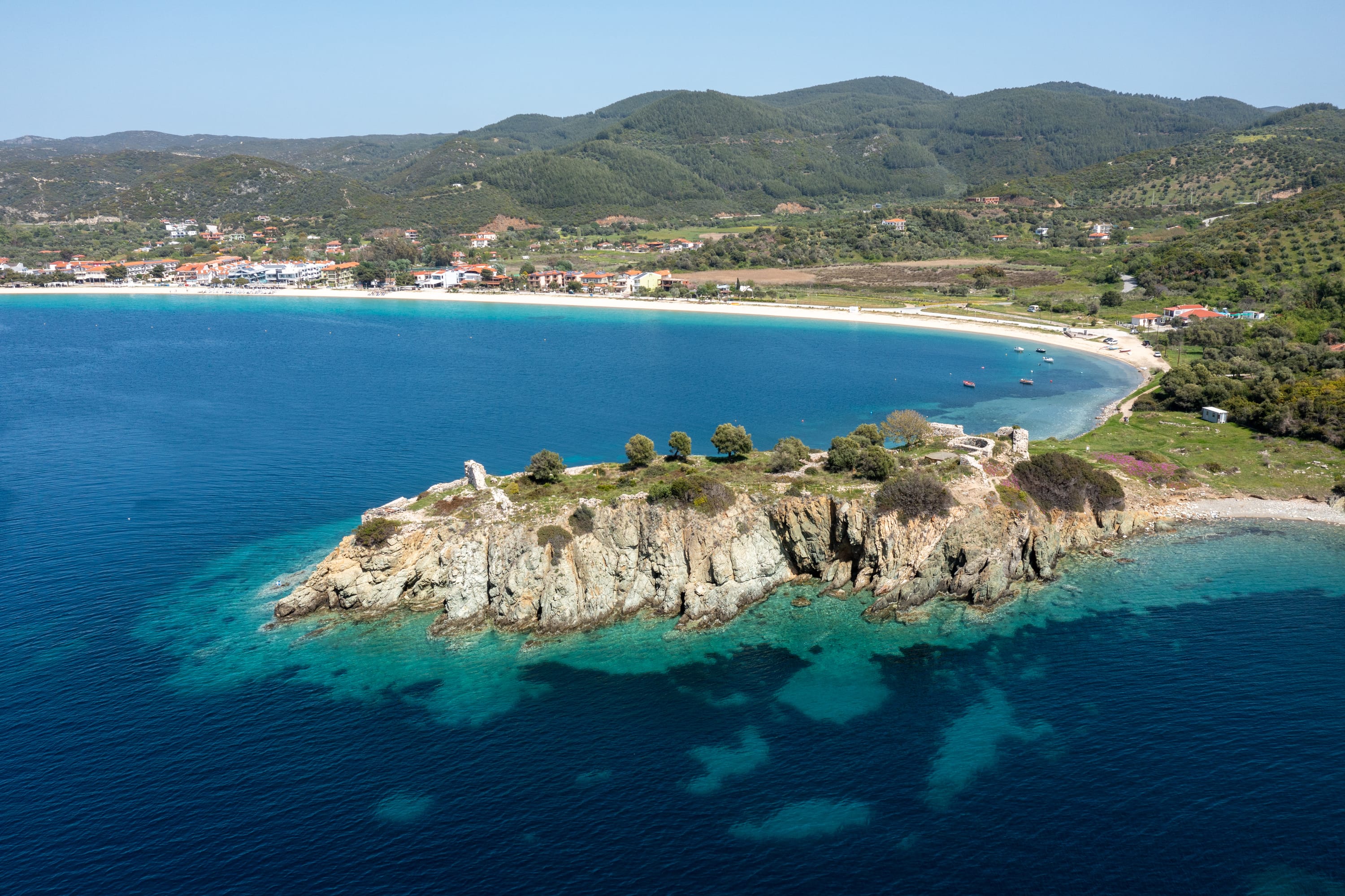 a small island with a small town