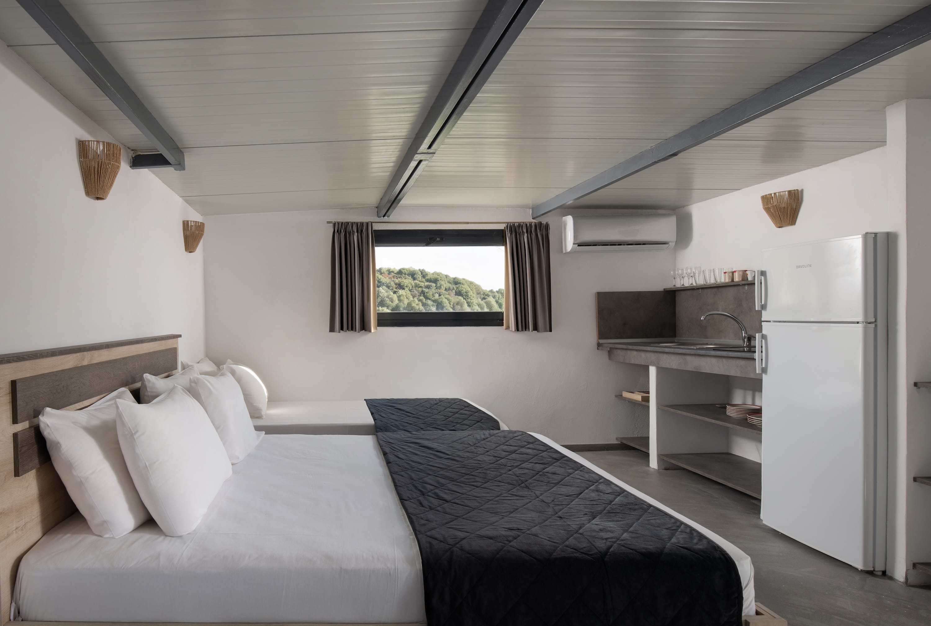 a bed in a room