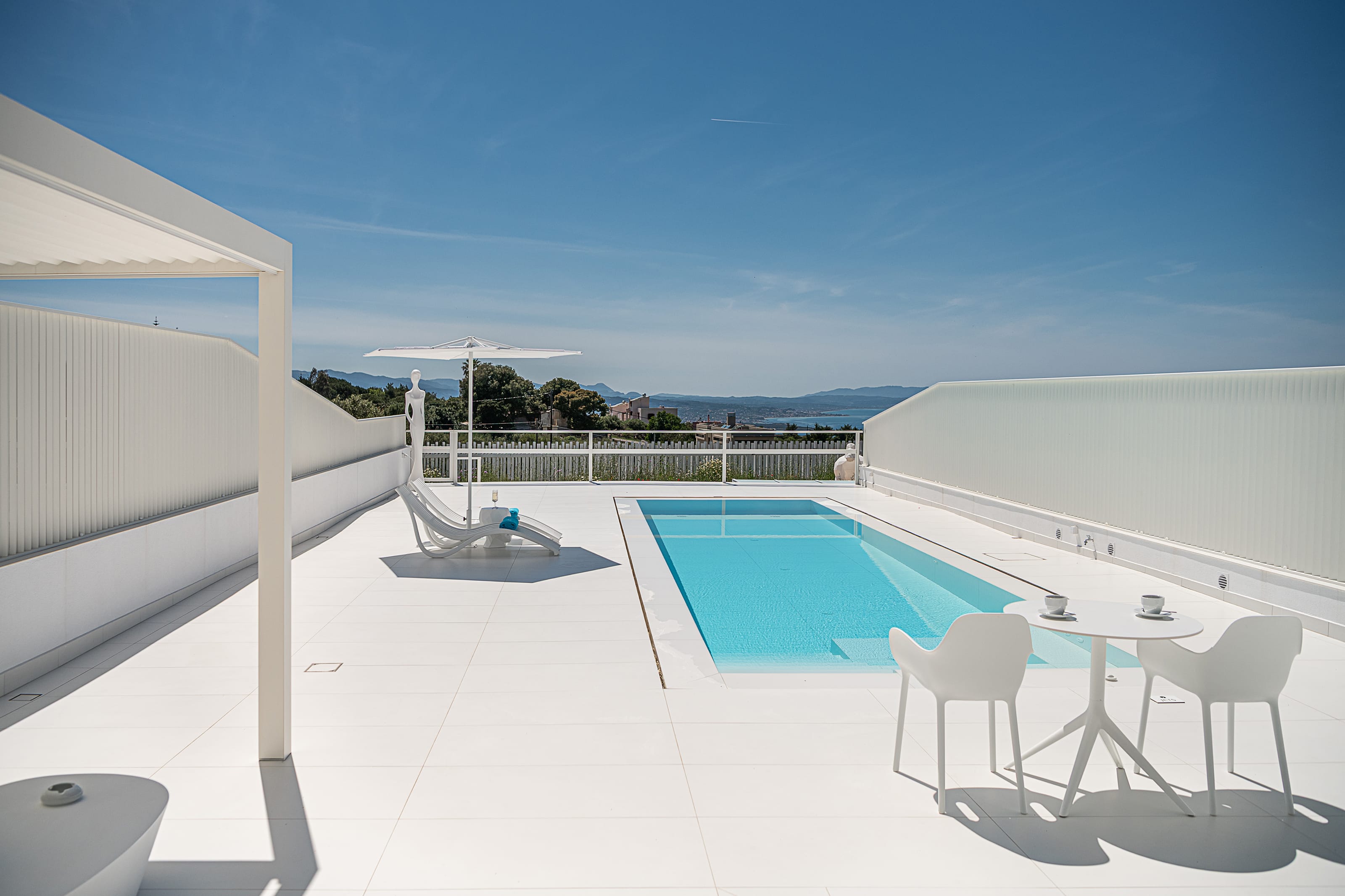 a swimming pool on a rooftop