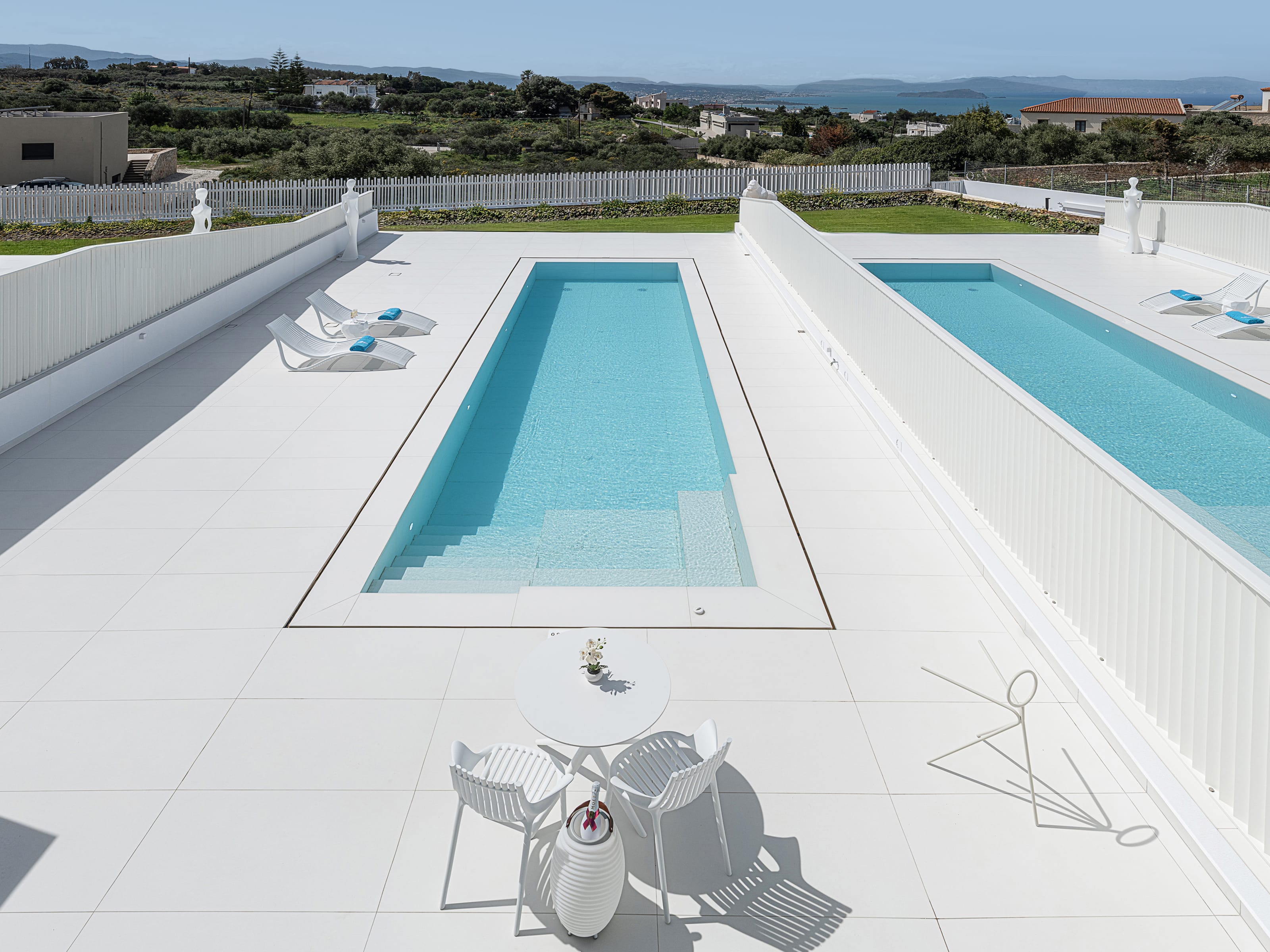a swimming pool with a solar panel