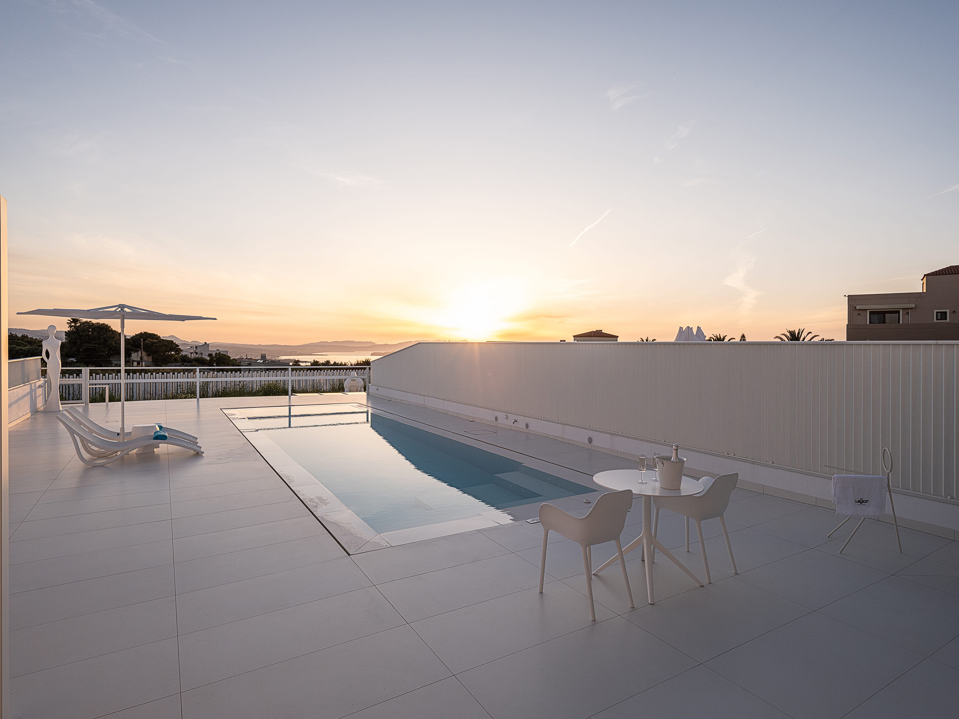 a pool on a rooftop