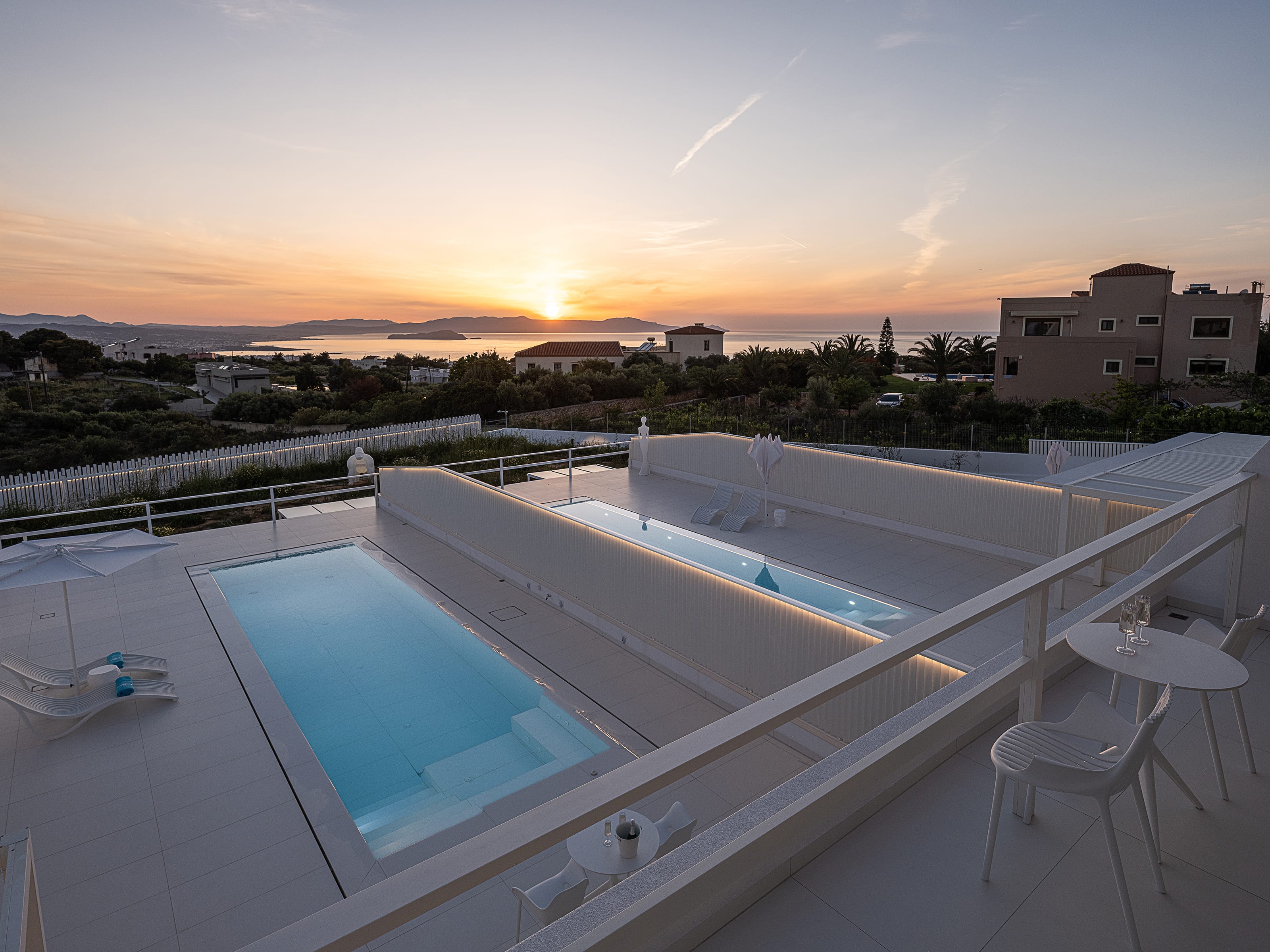a pool on a deck