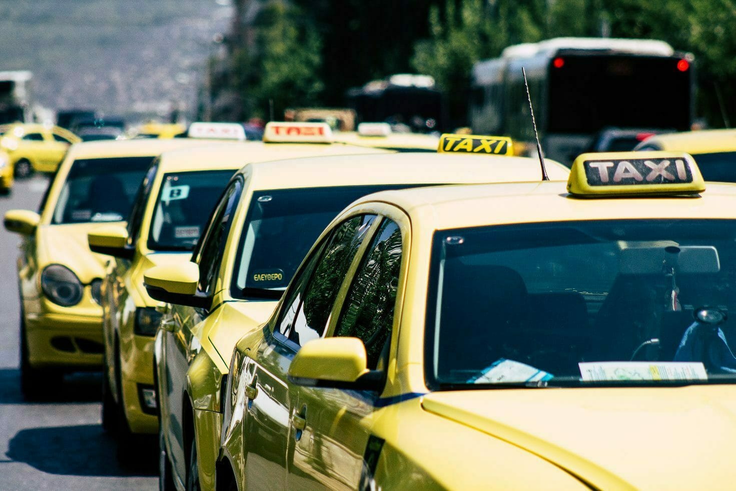 a group of yellow cars
