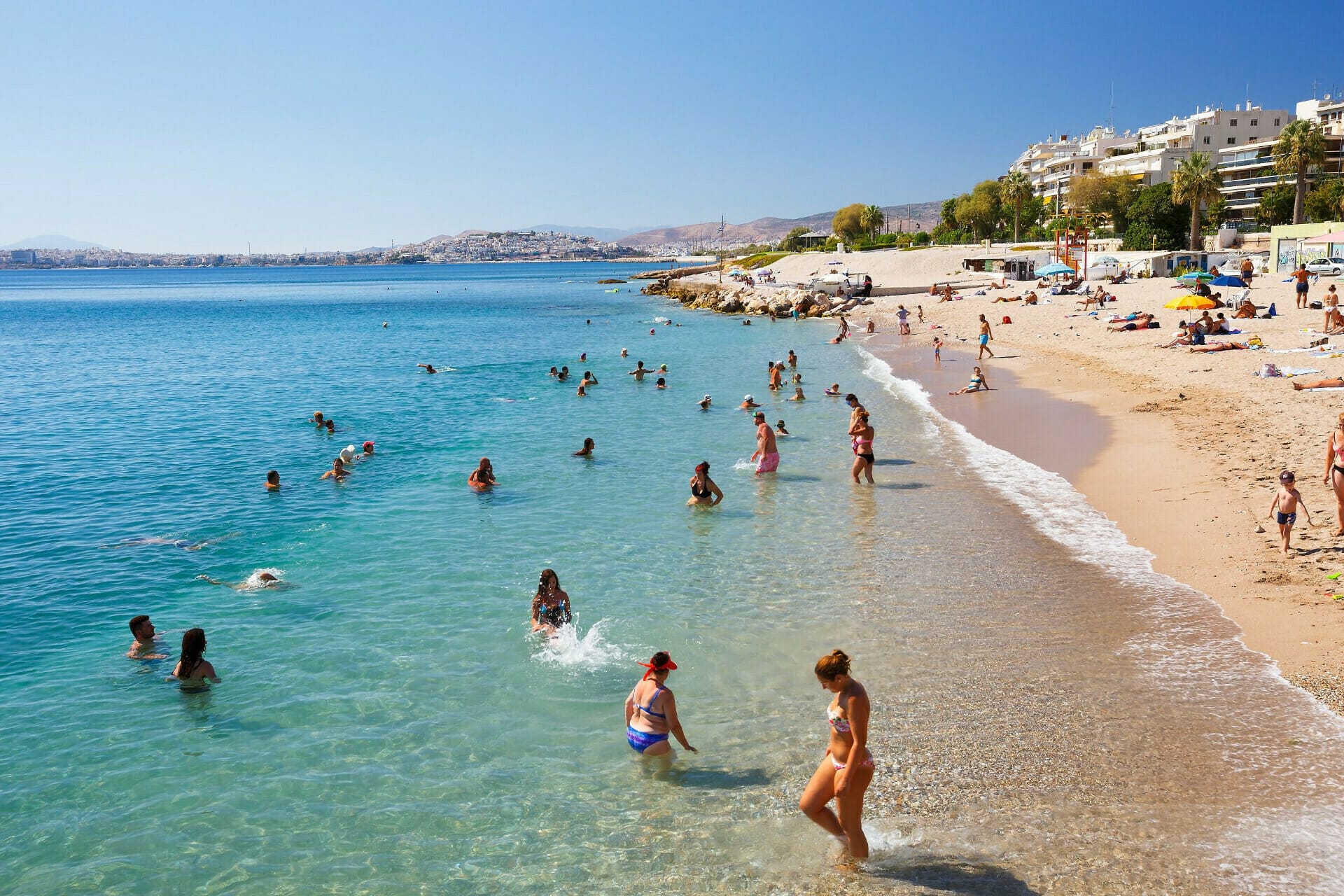 a group of people at a beach