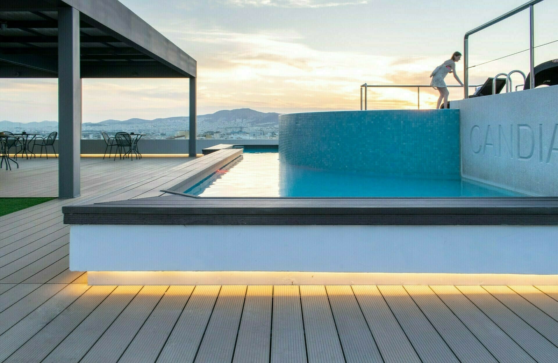 a person standing on a deck