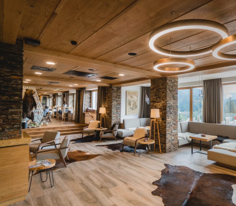 a living room with a wood floor
