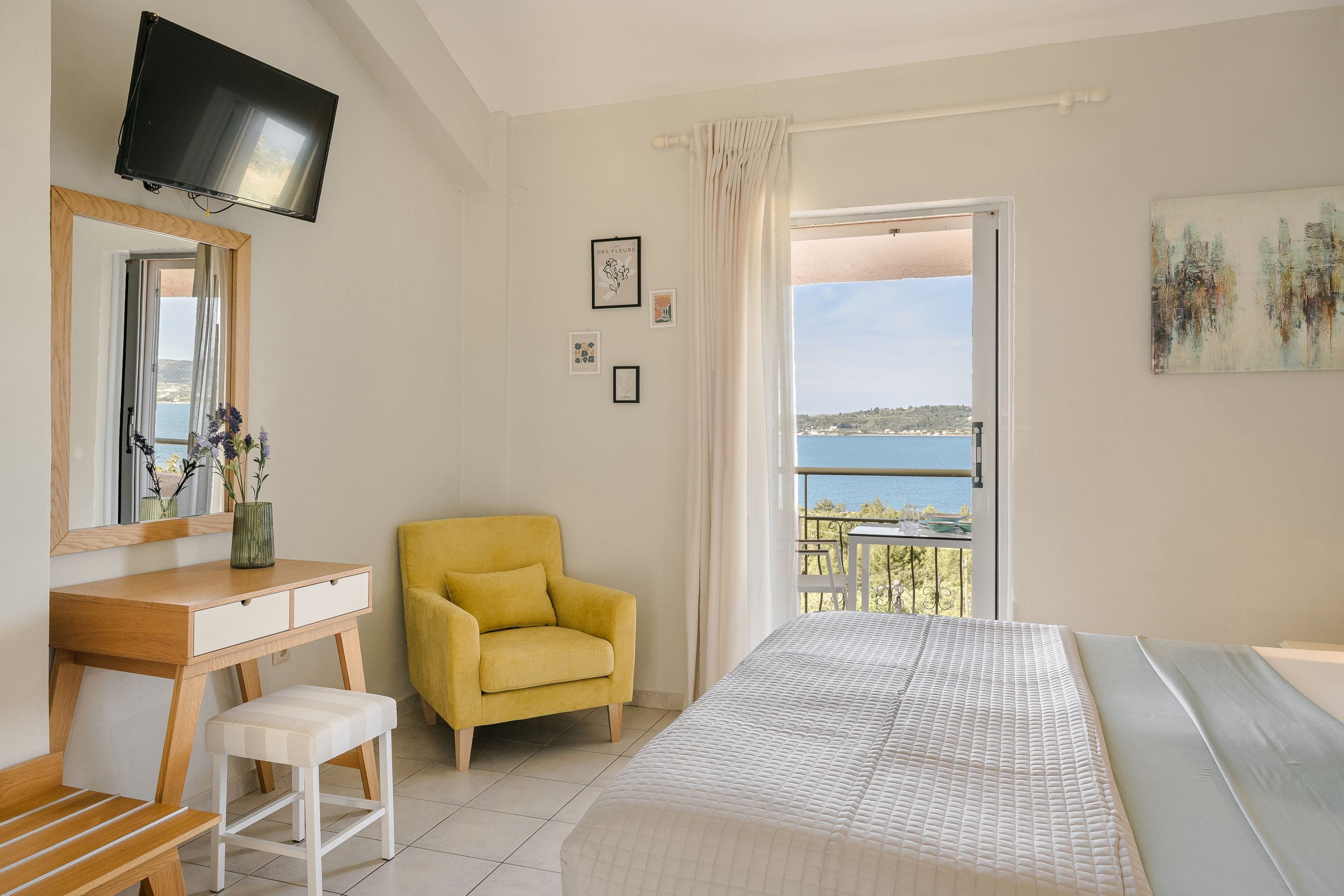 a room with a bed and a chair