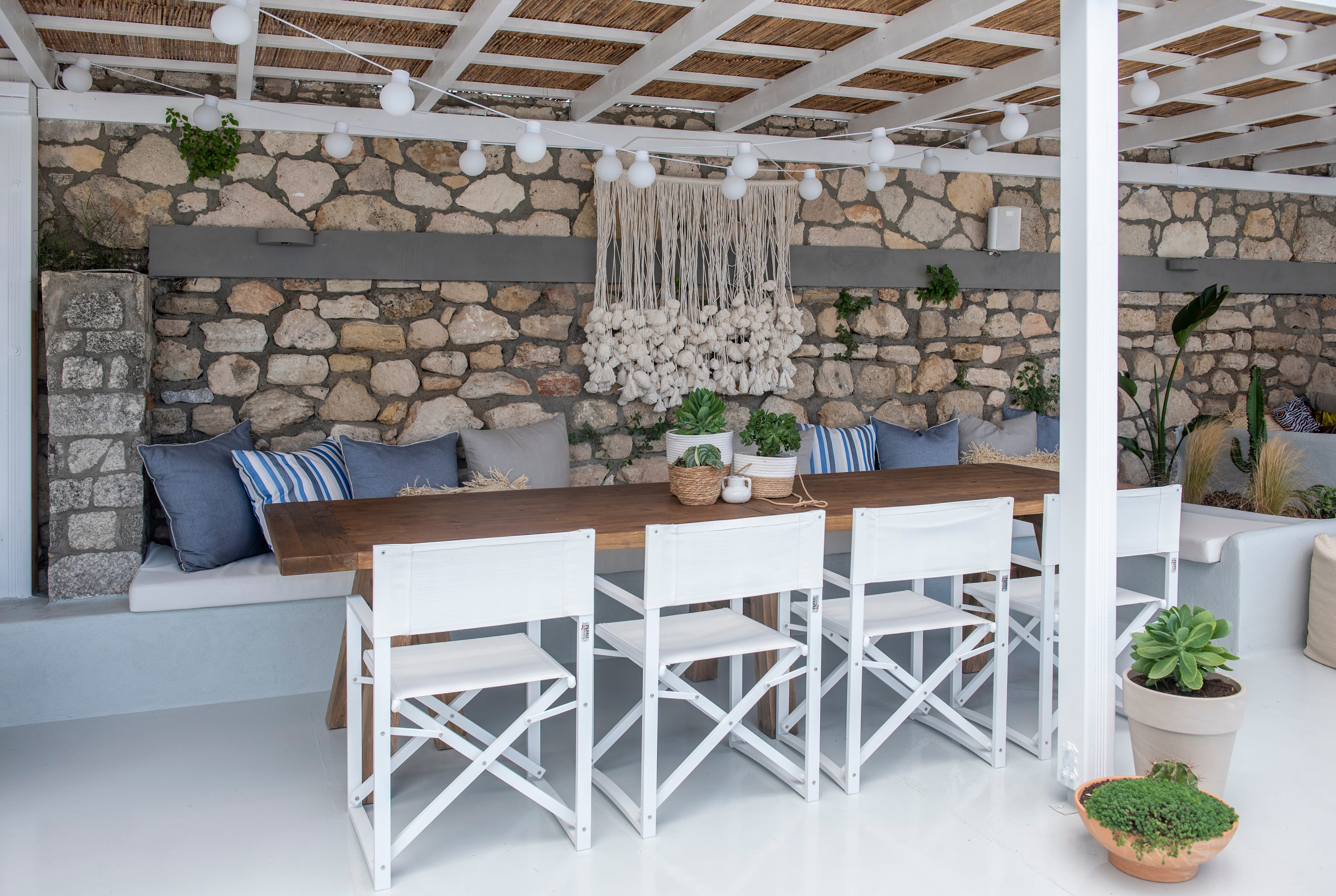 a room with a table and chairs