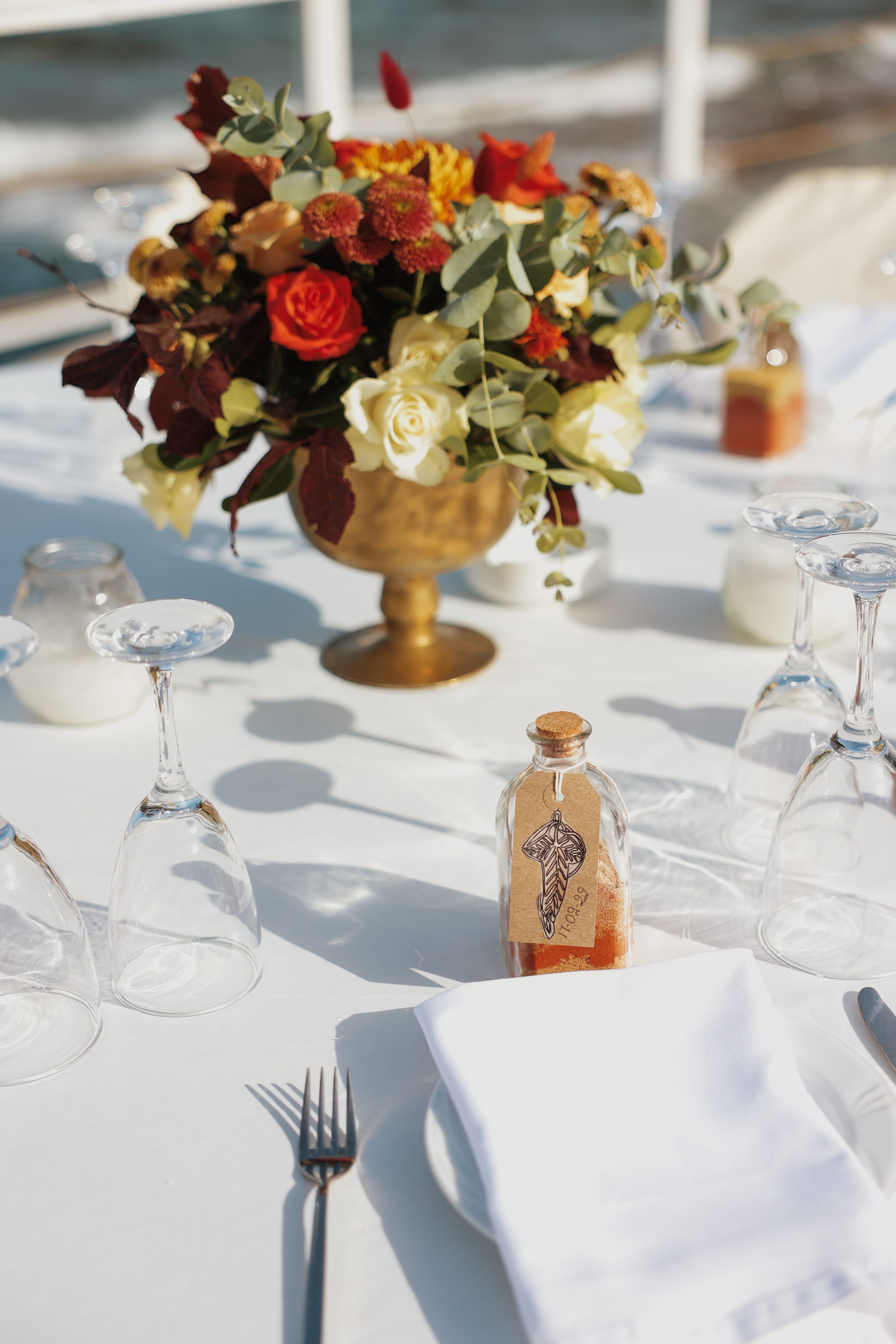 a vase of flowers on a table