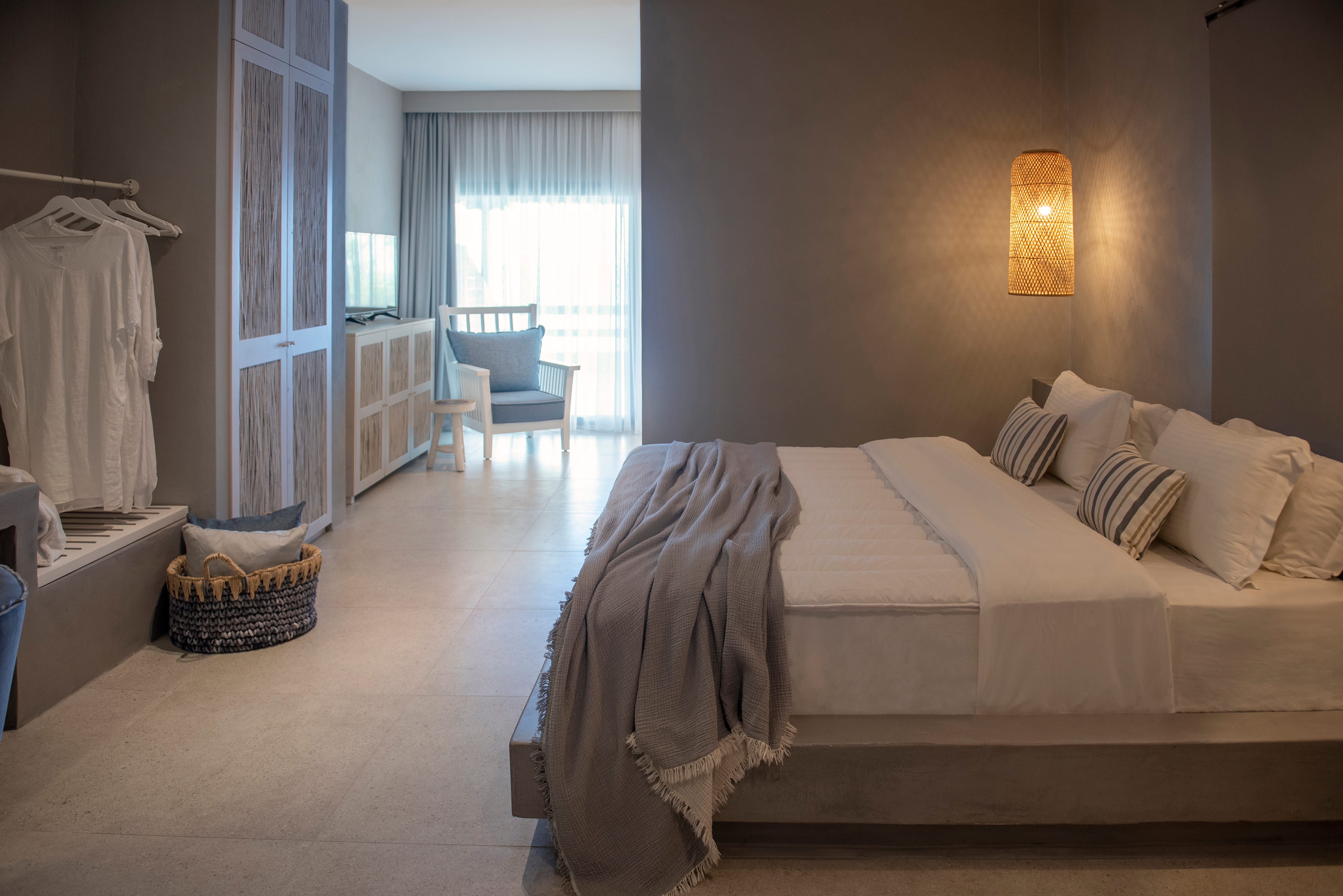 a bed in a room
