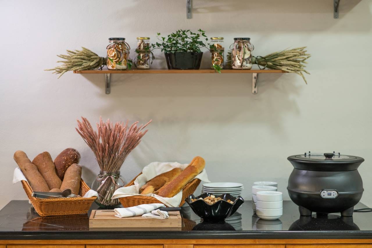 a shelf with various objects on it