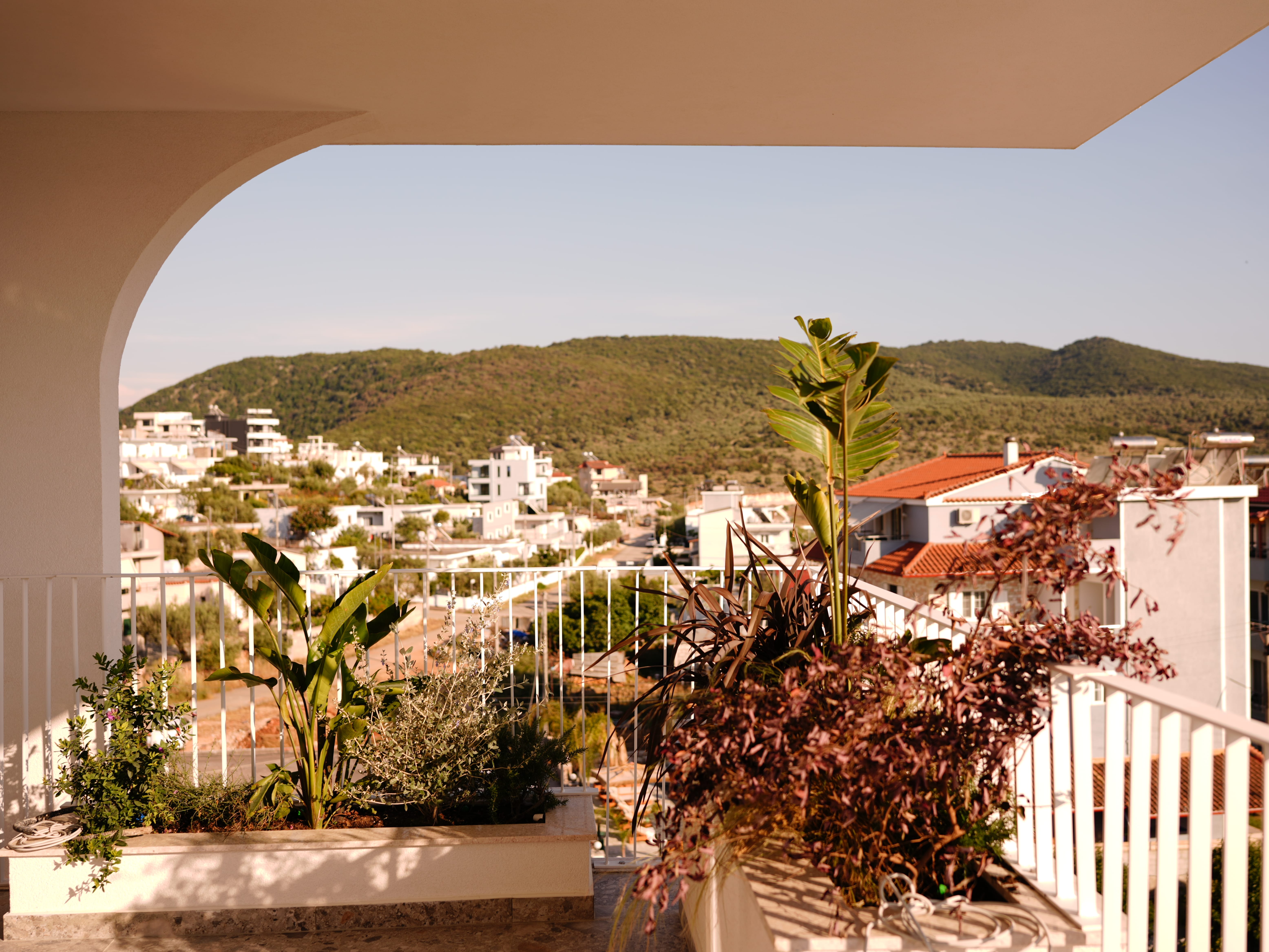a view of a town from a balcony