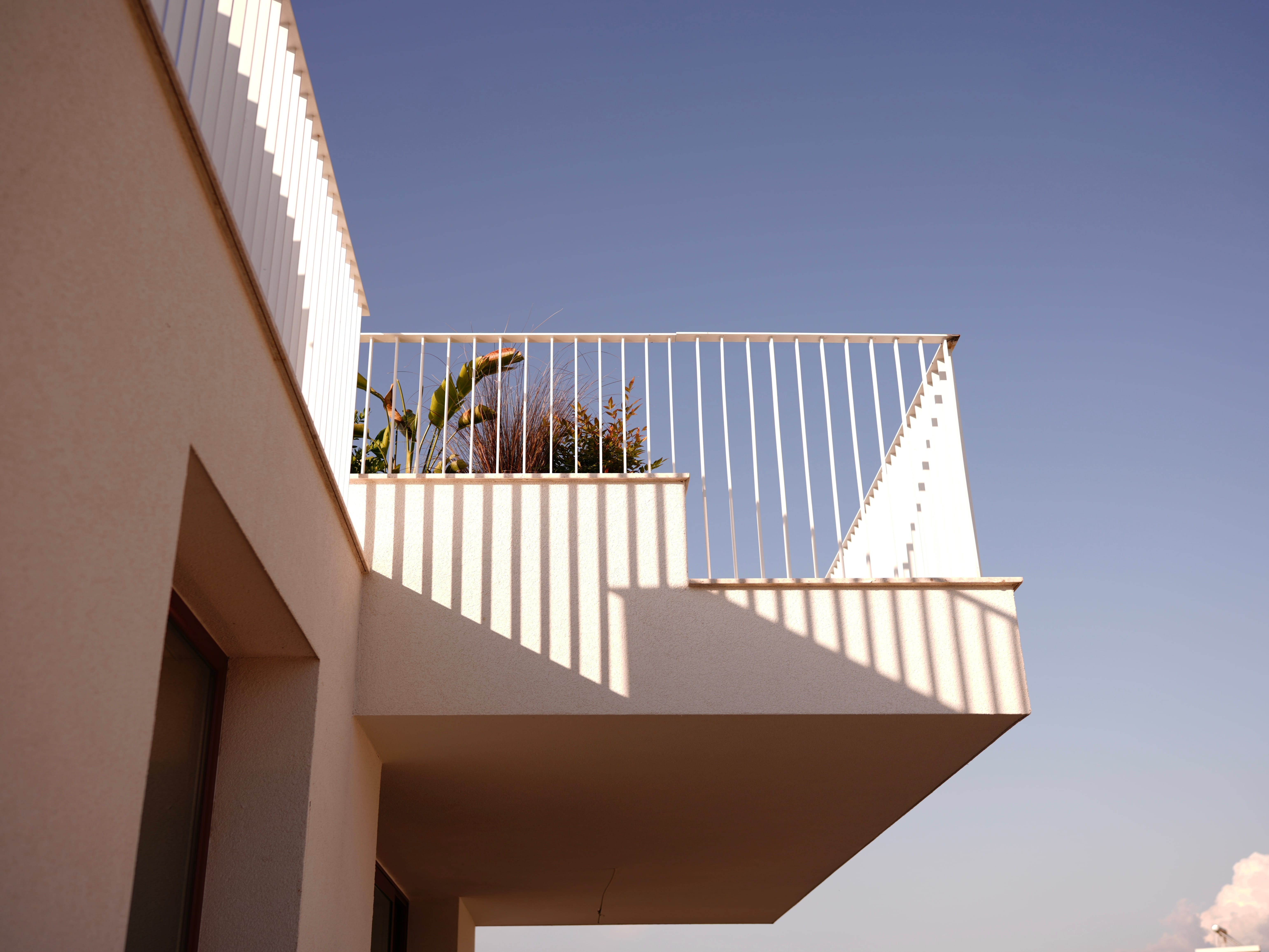 a balcony with a railing