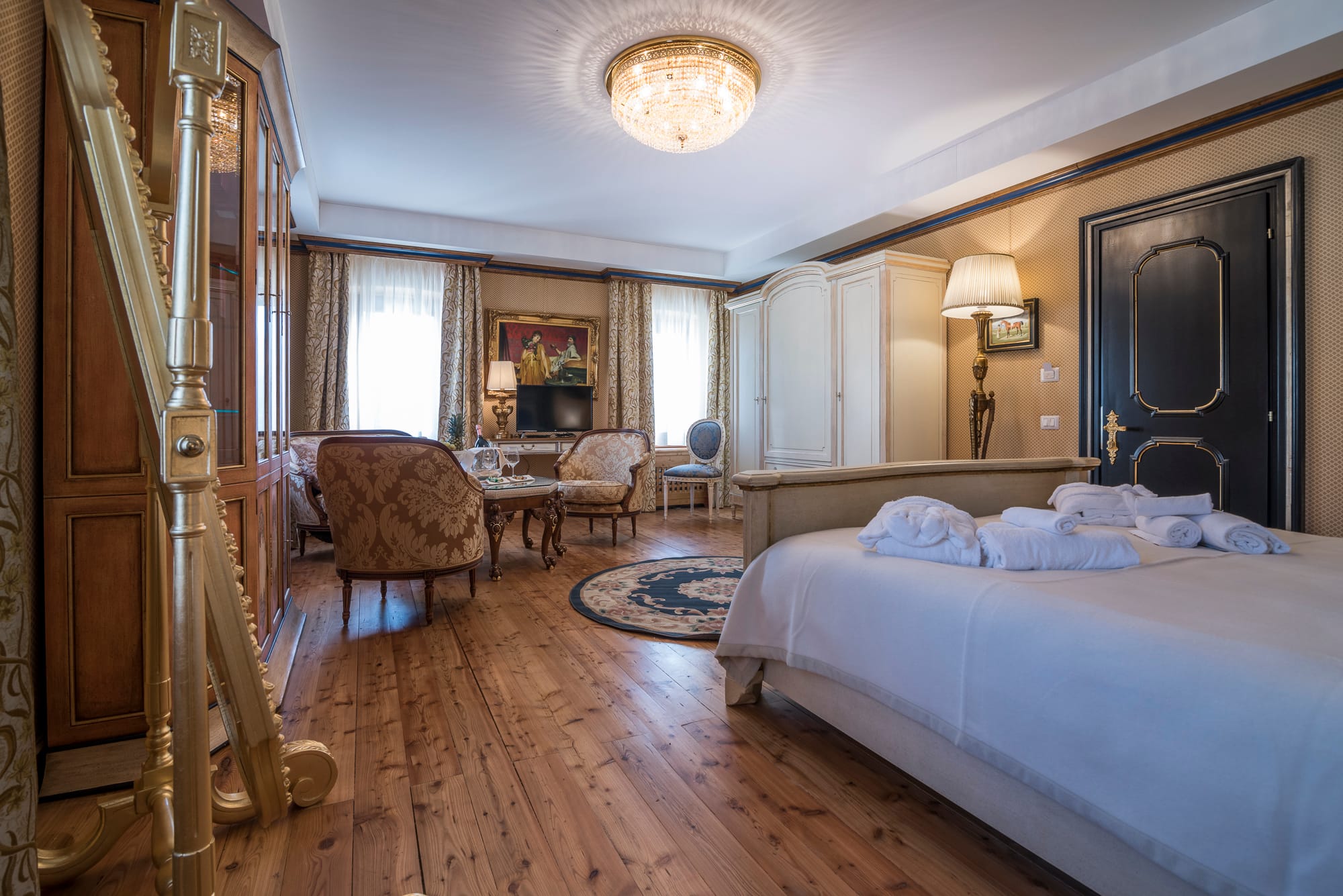 a bedroom with a large bed