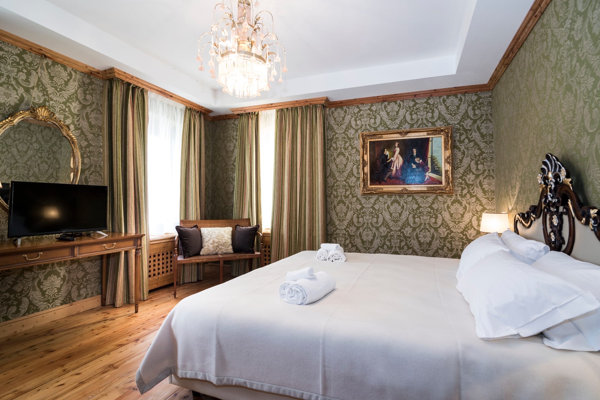 a bedroom with a large bed