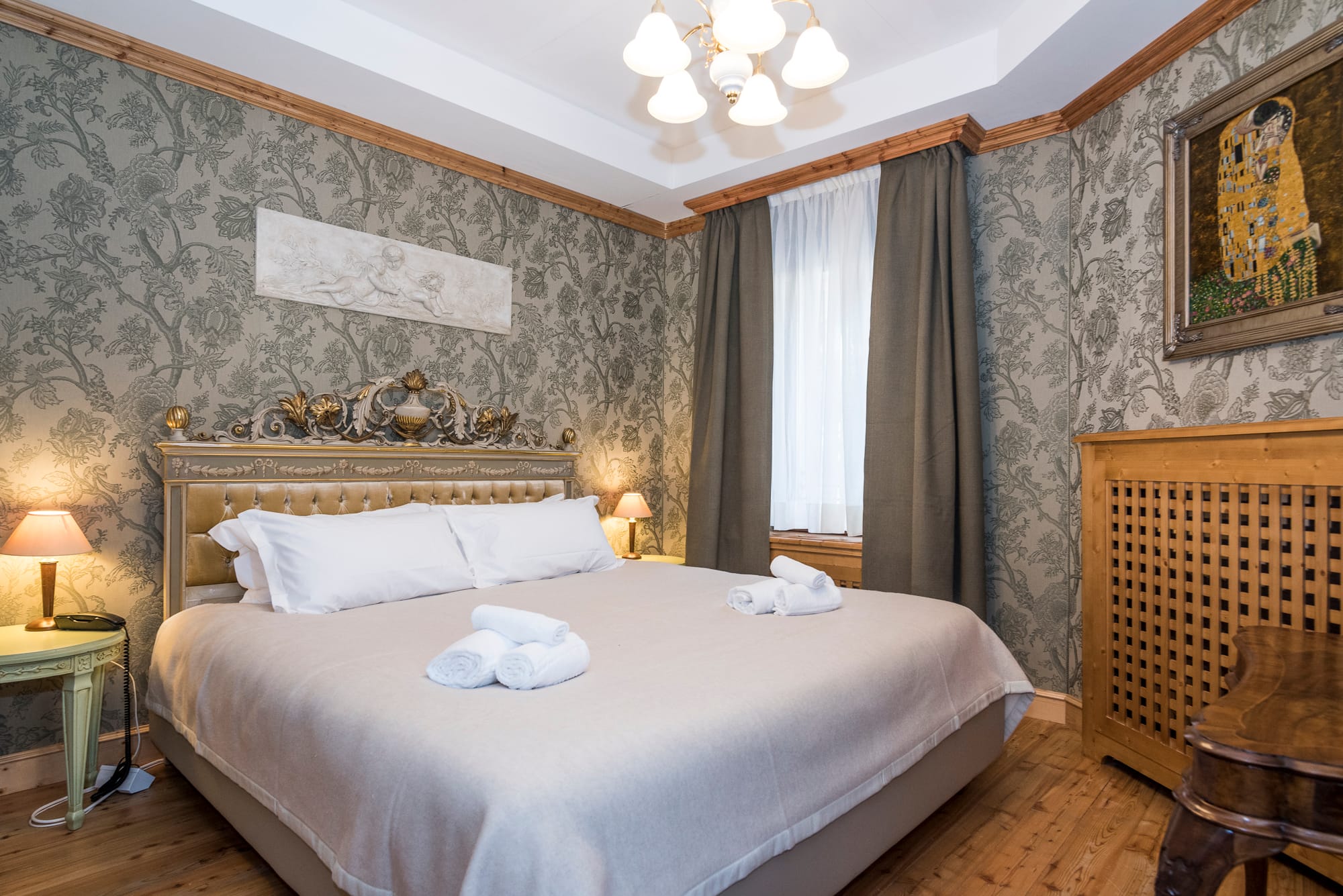 a bed with a white blanket