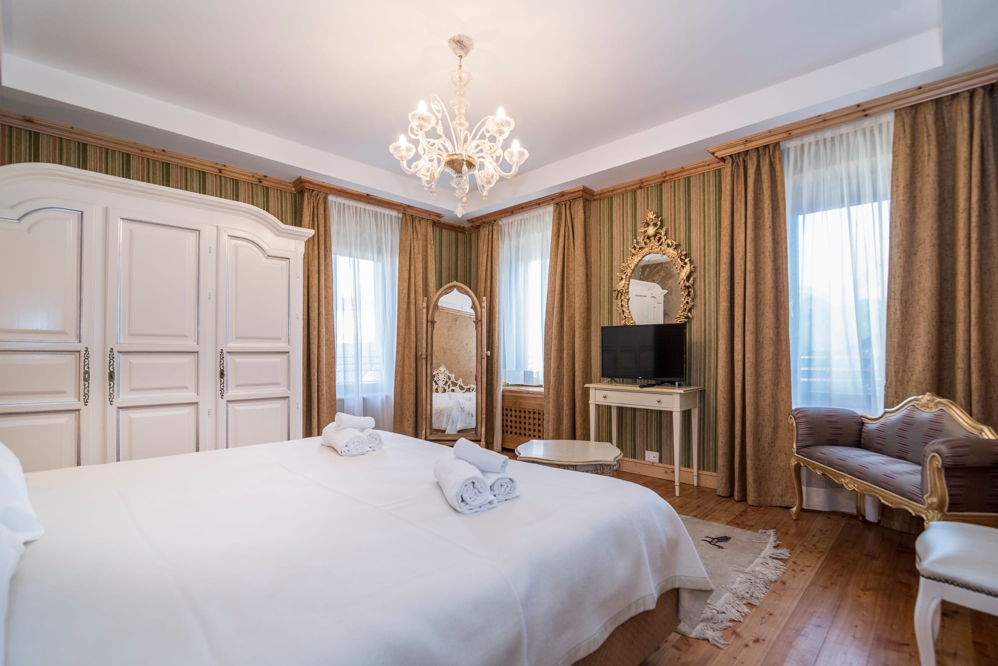 a bedroom with a large bed