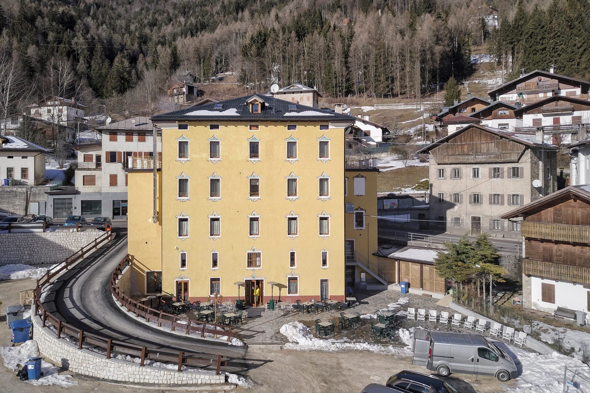 a building with a train track