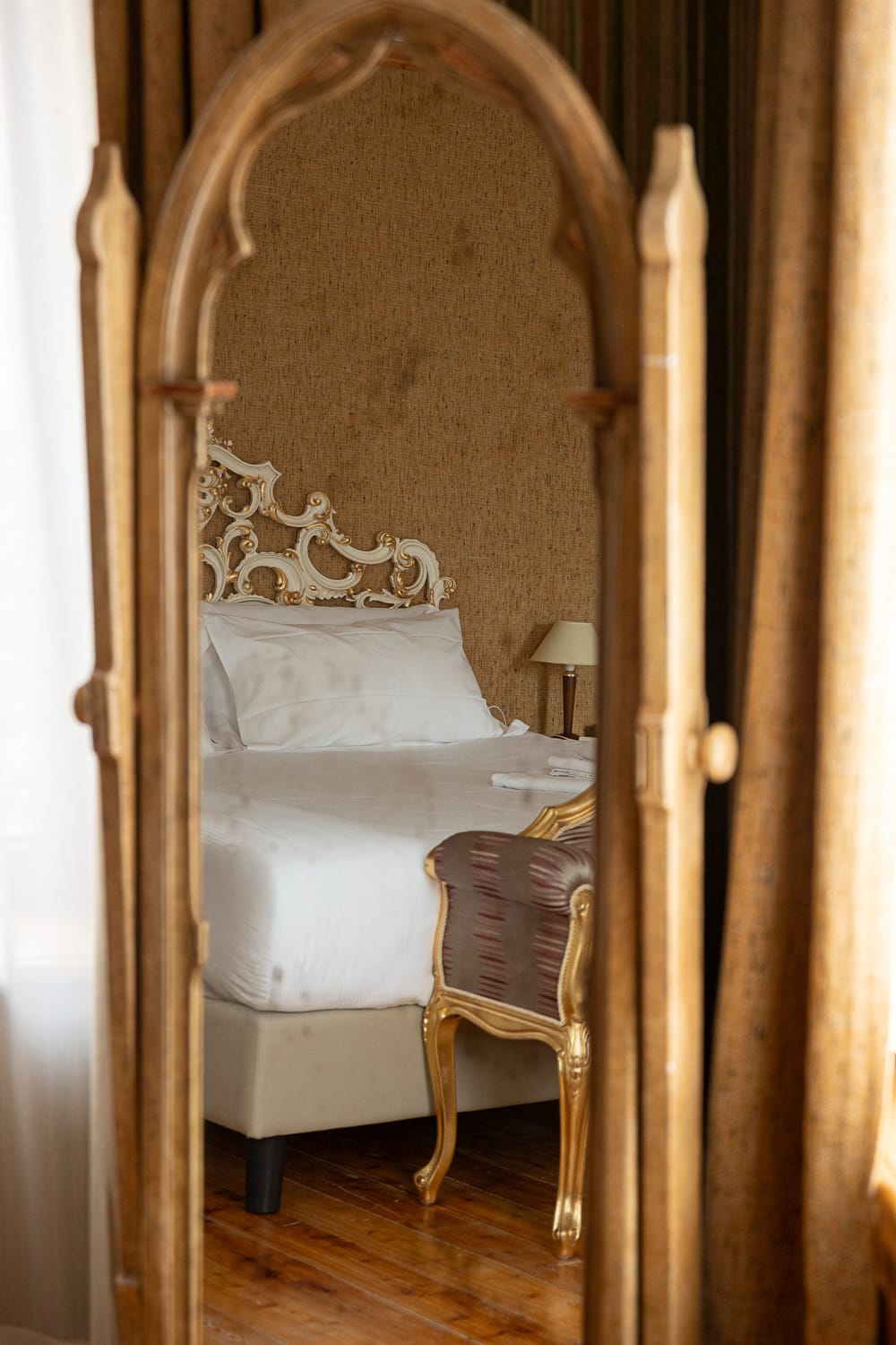 a mirror of a bed