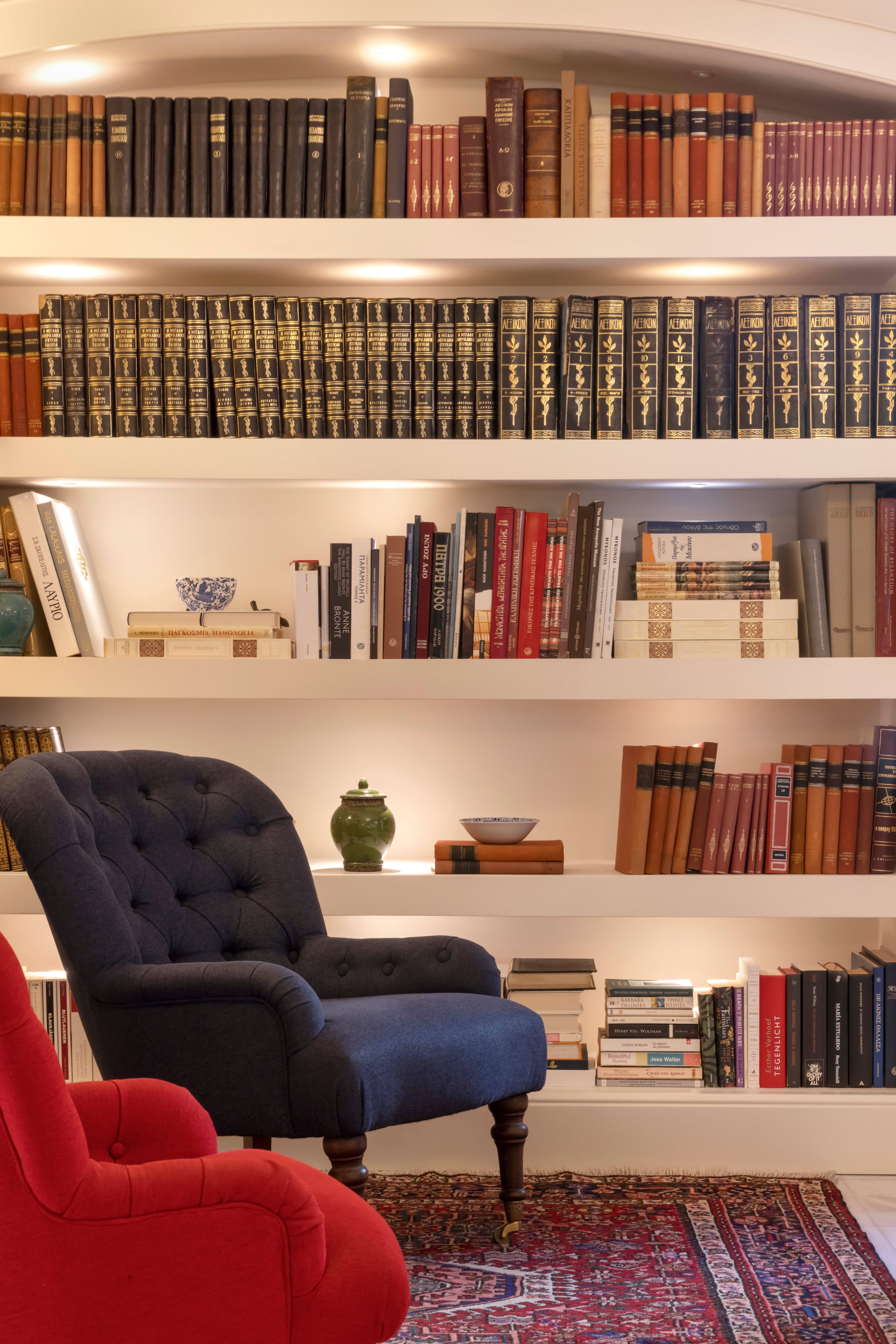 a library with books on shelves