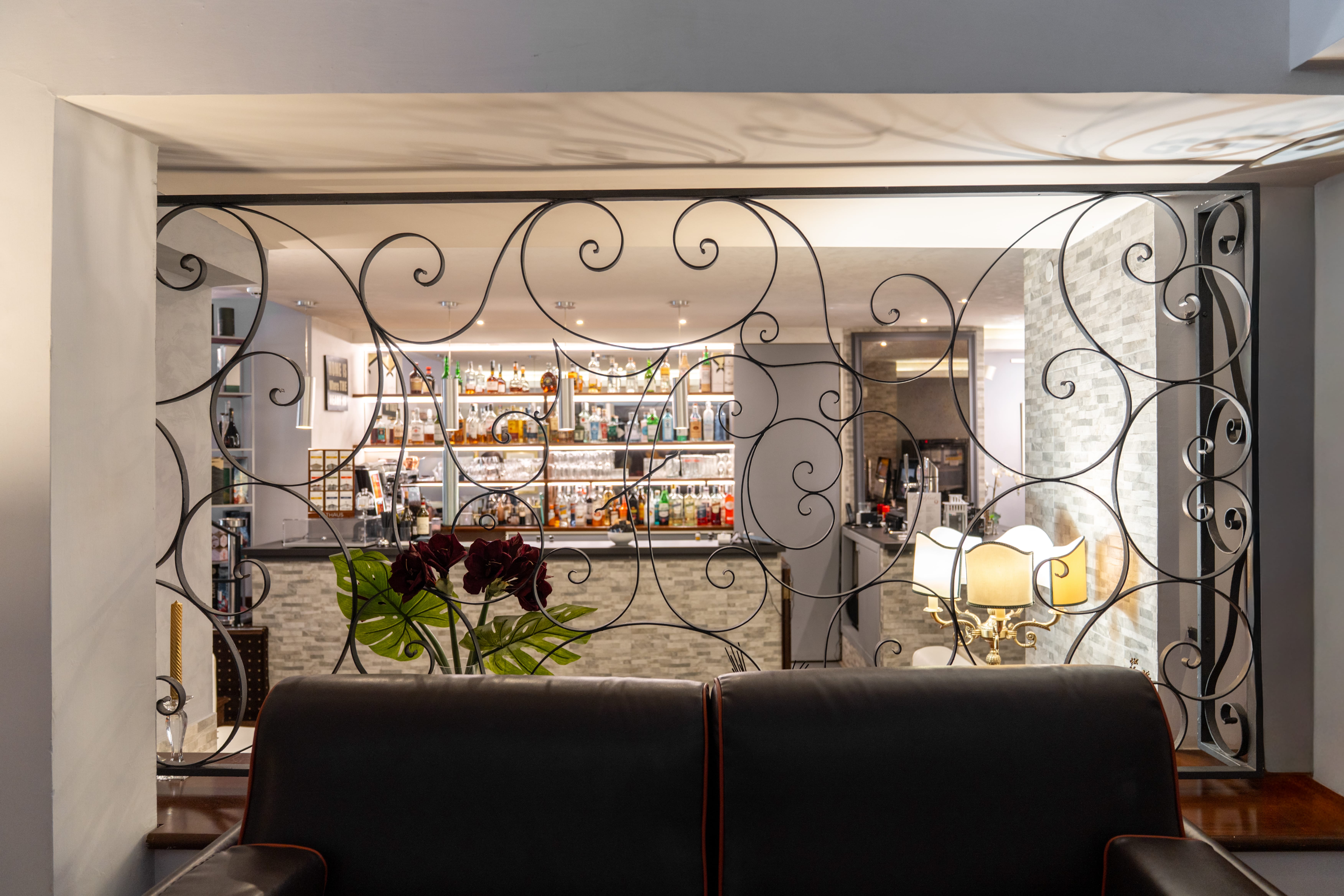 a couch in front of a window