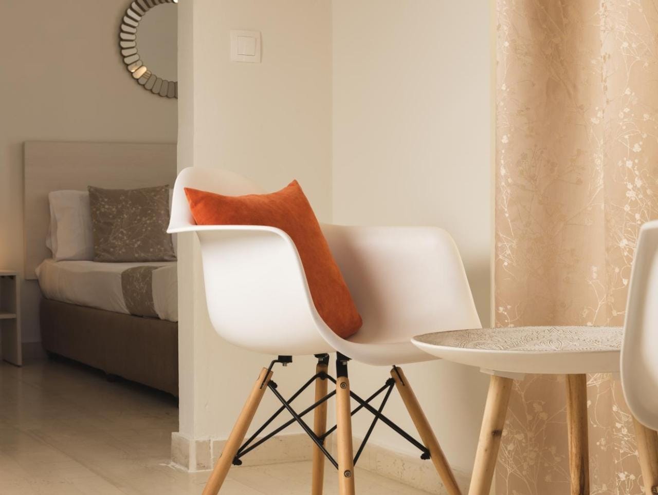 a chair and a table in a room