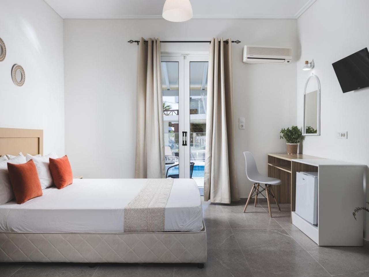a room with a bed and a chair