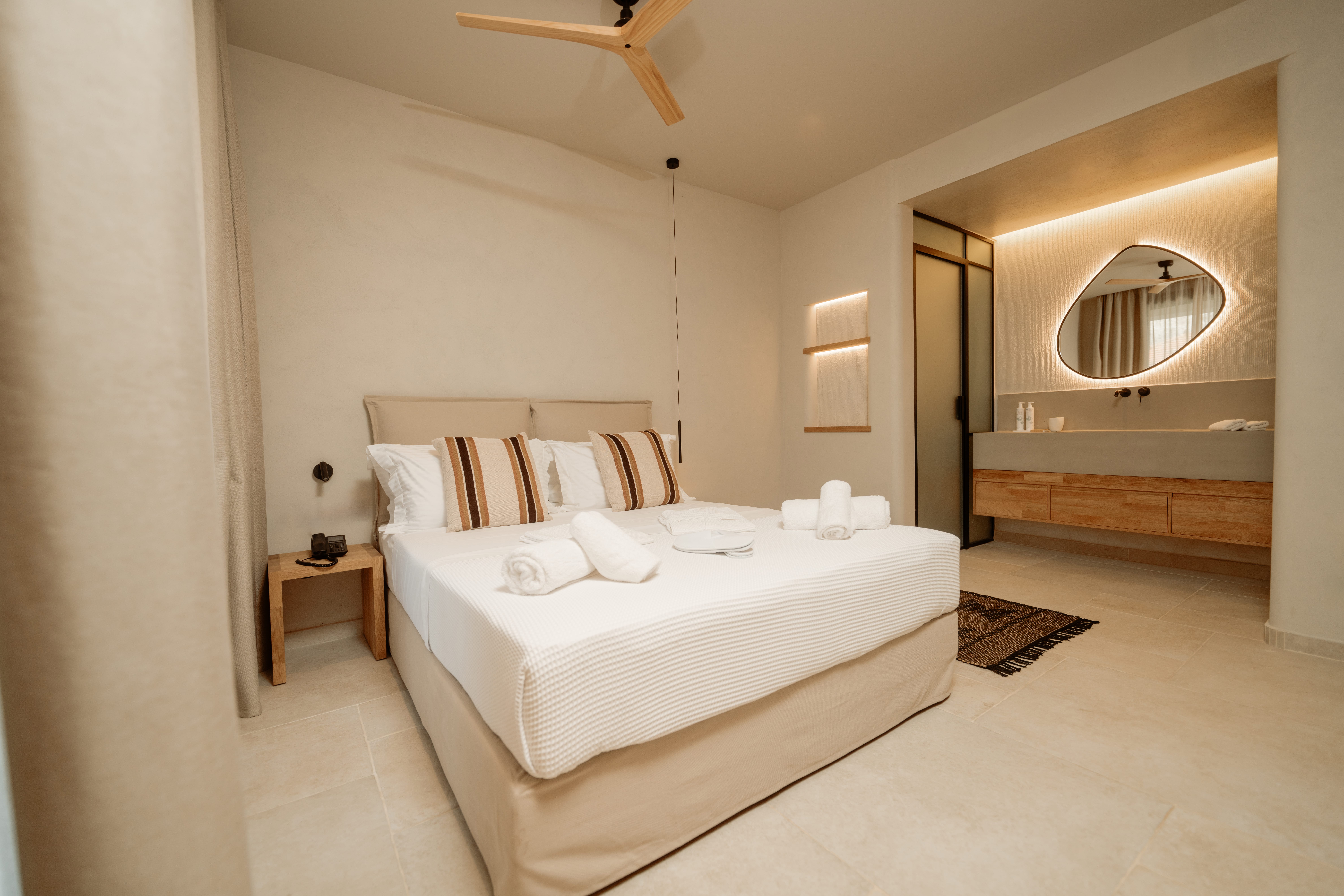 a bed in a hotel room