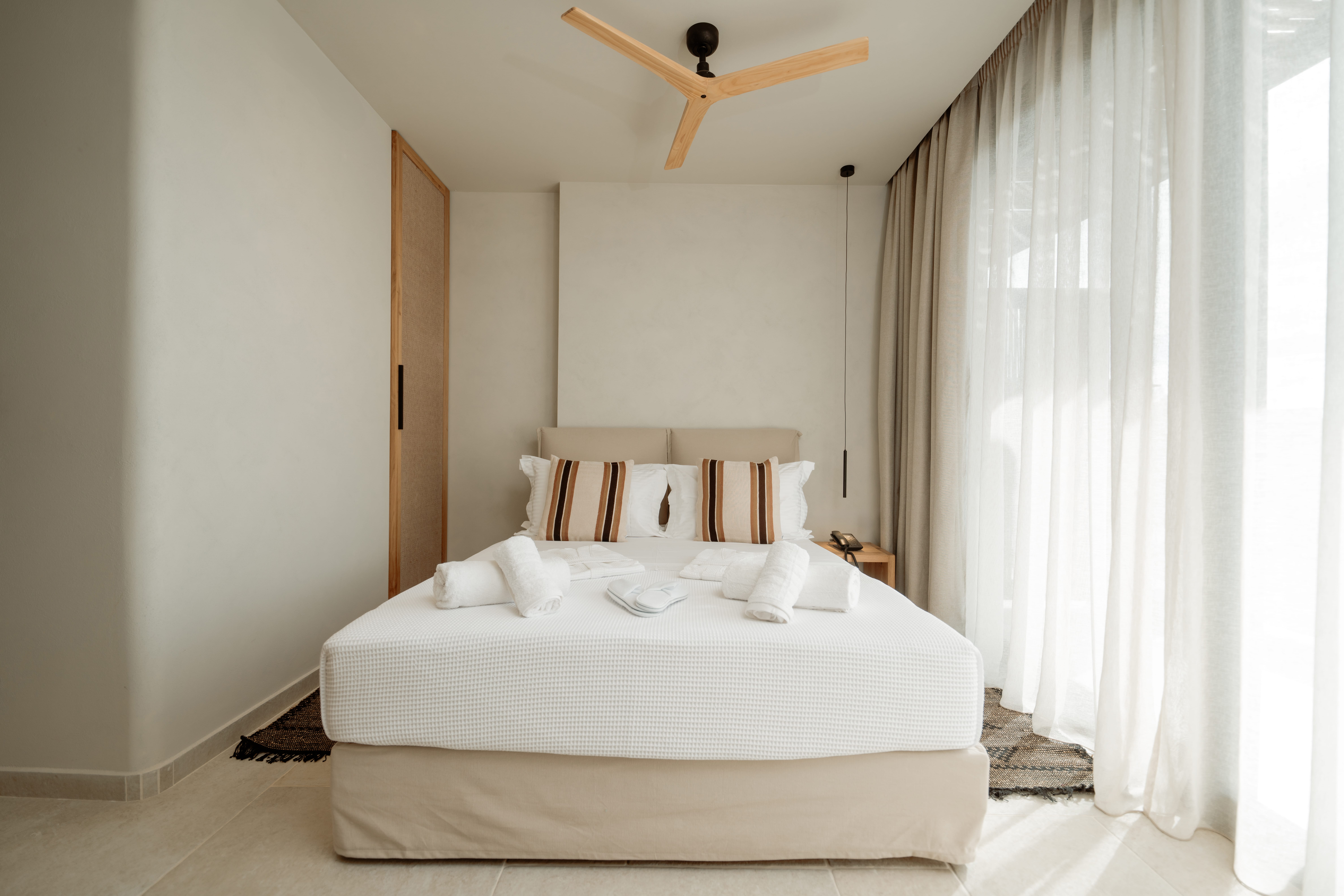 a bed in a room