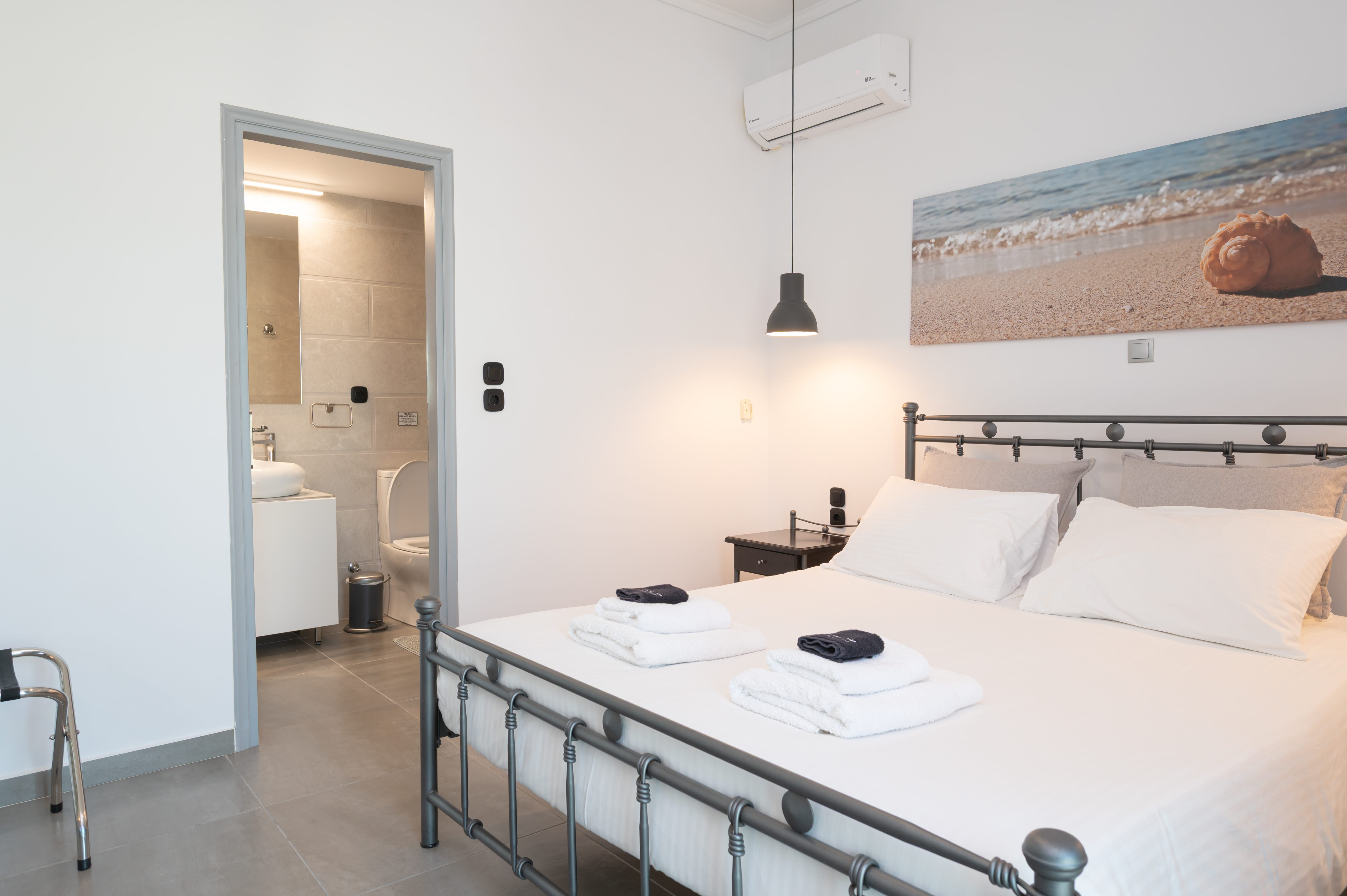 a bed with towels on it