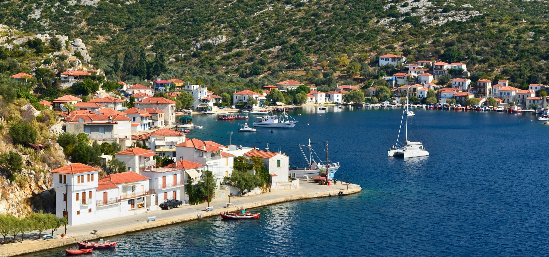 a town next to a body of water