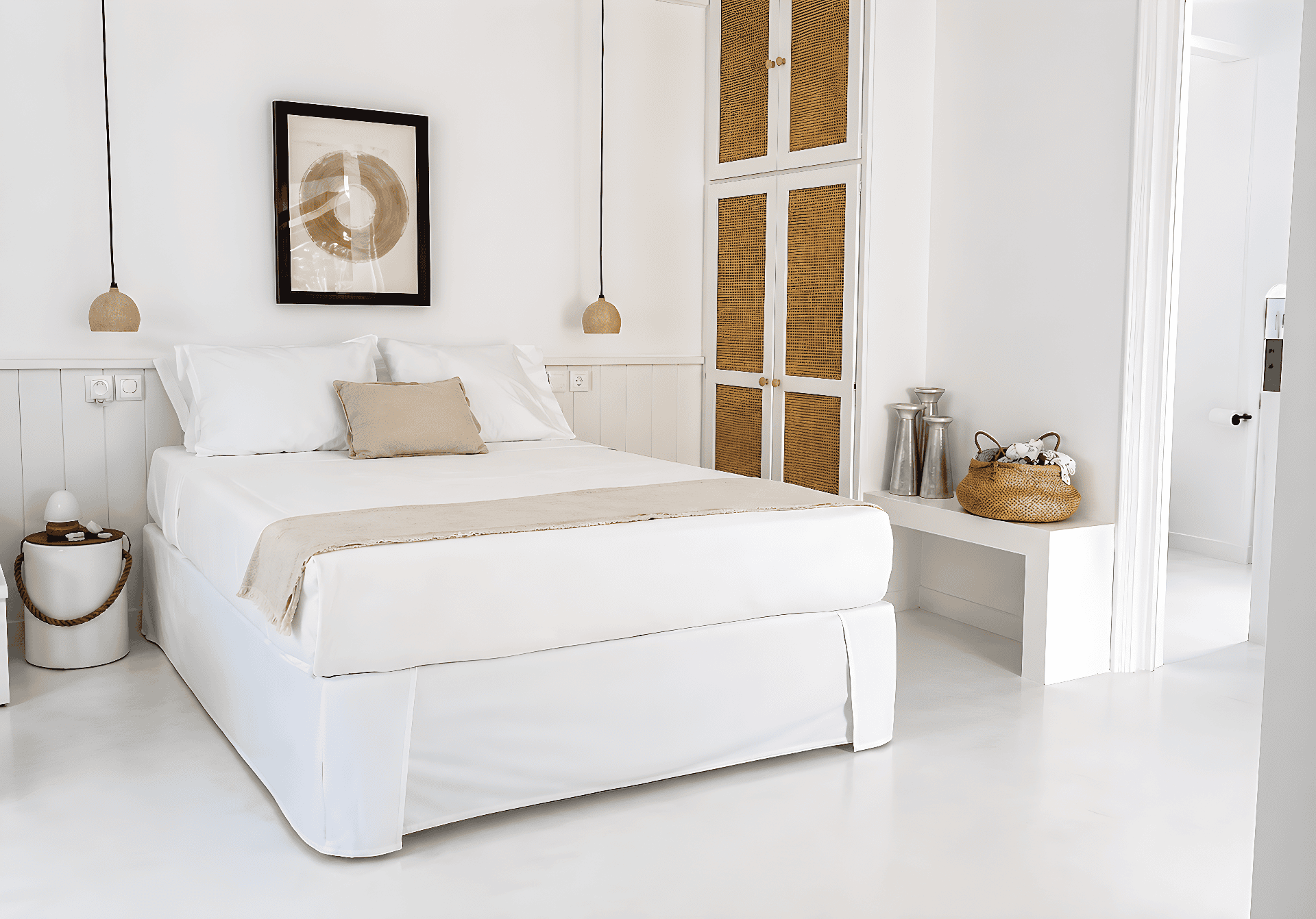 a white bed in a room