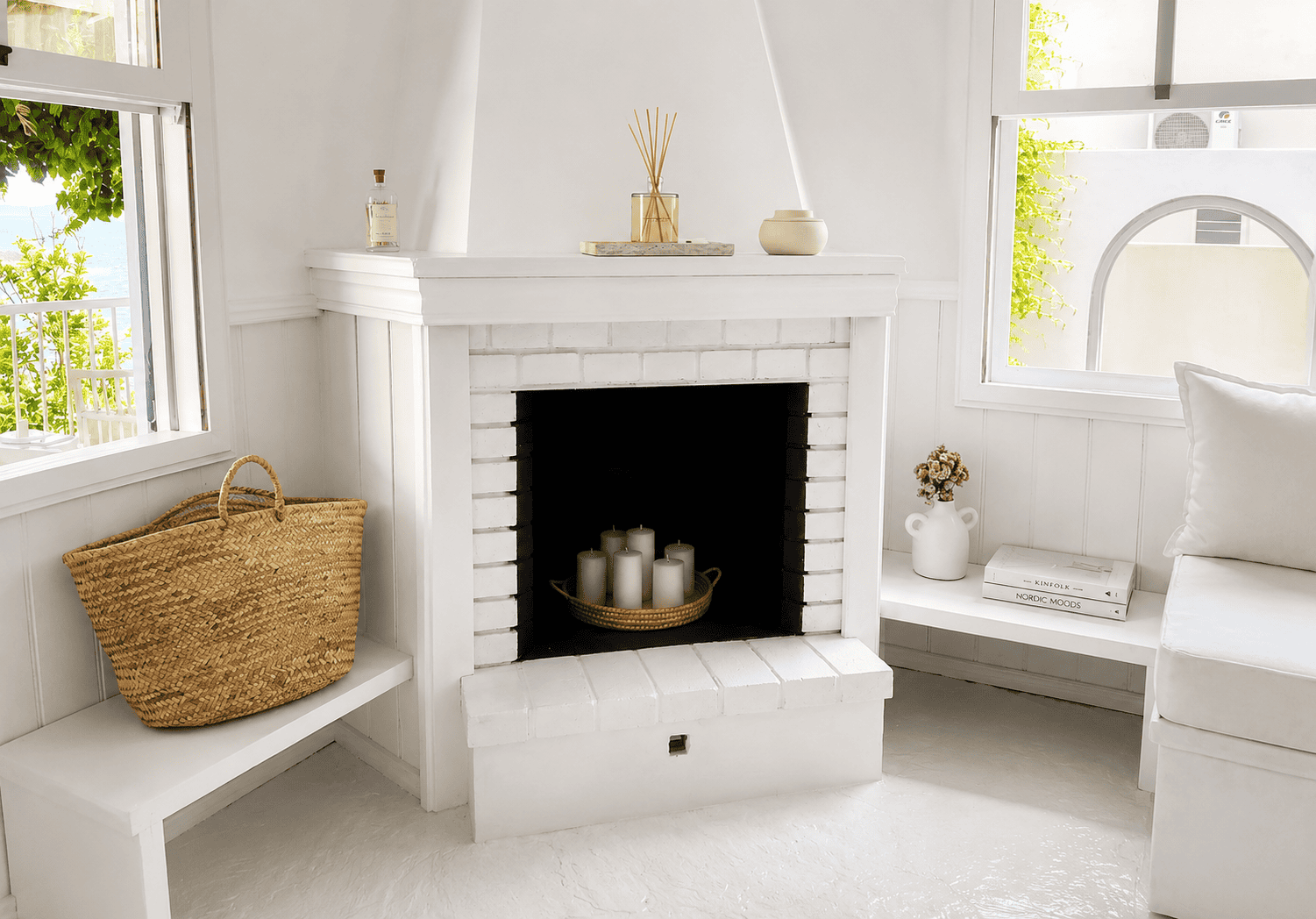 a fireplace in a room