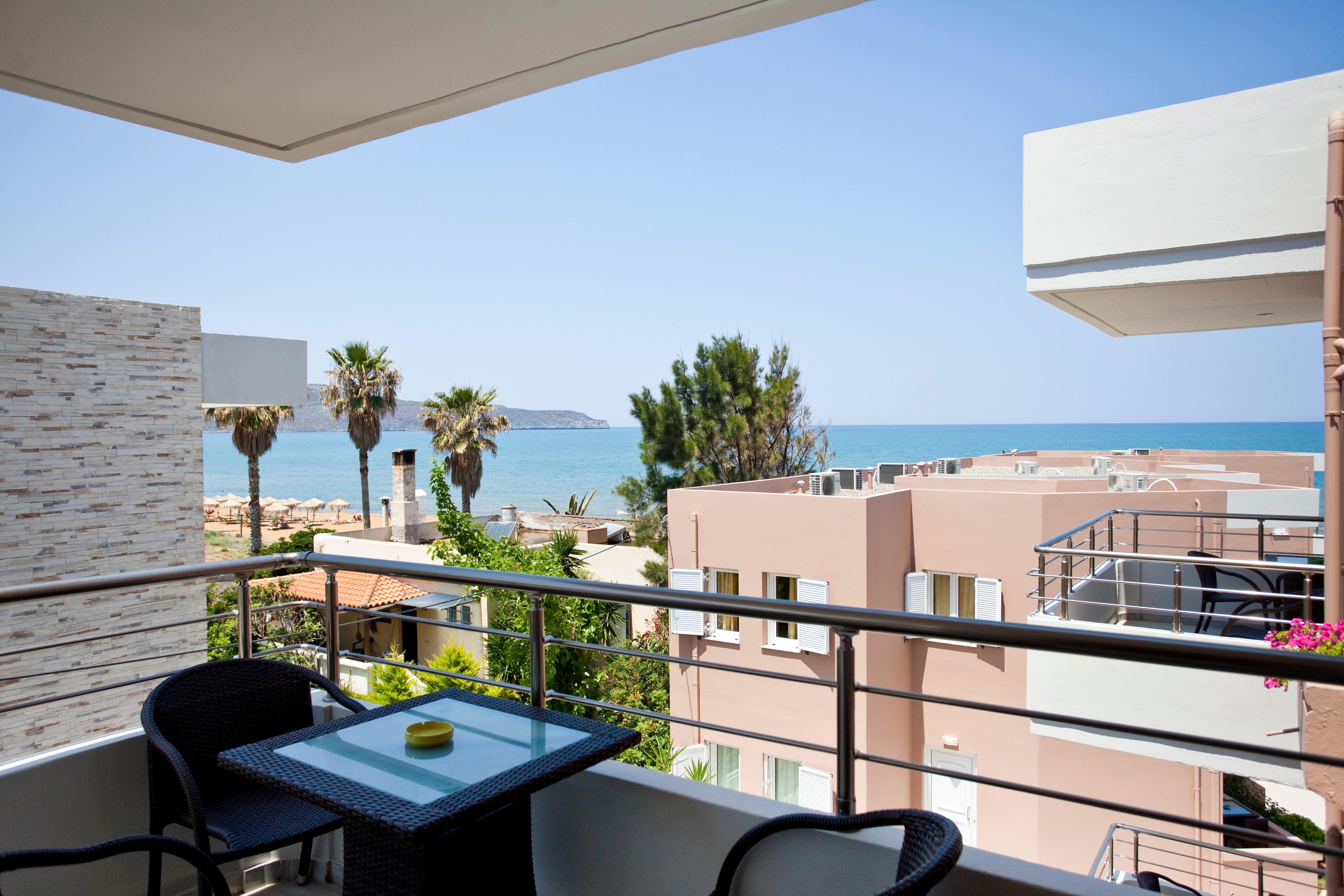 a balcony overlooking the ocean