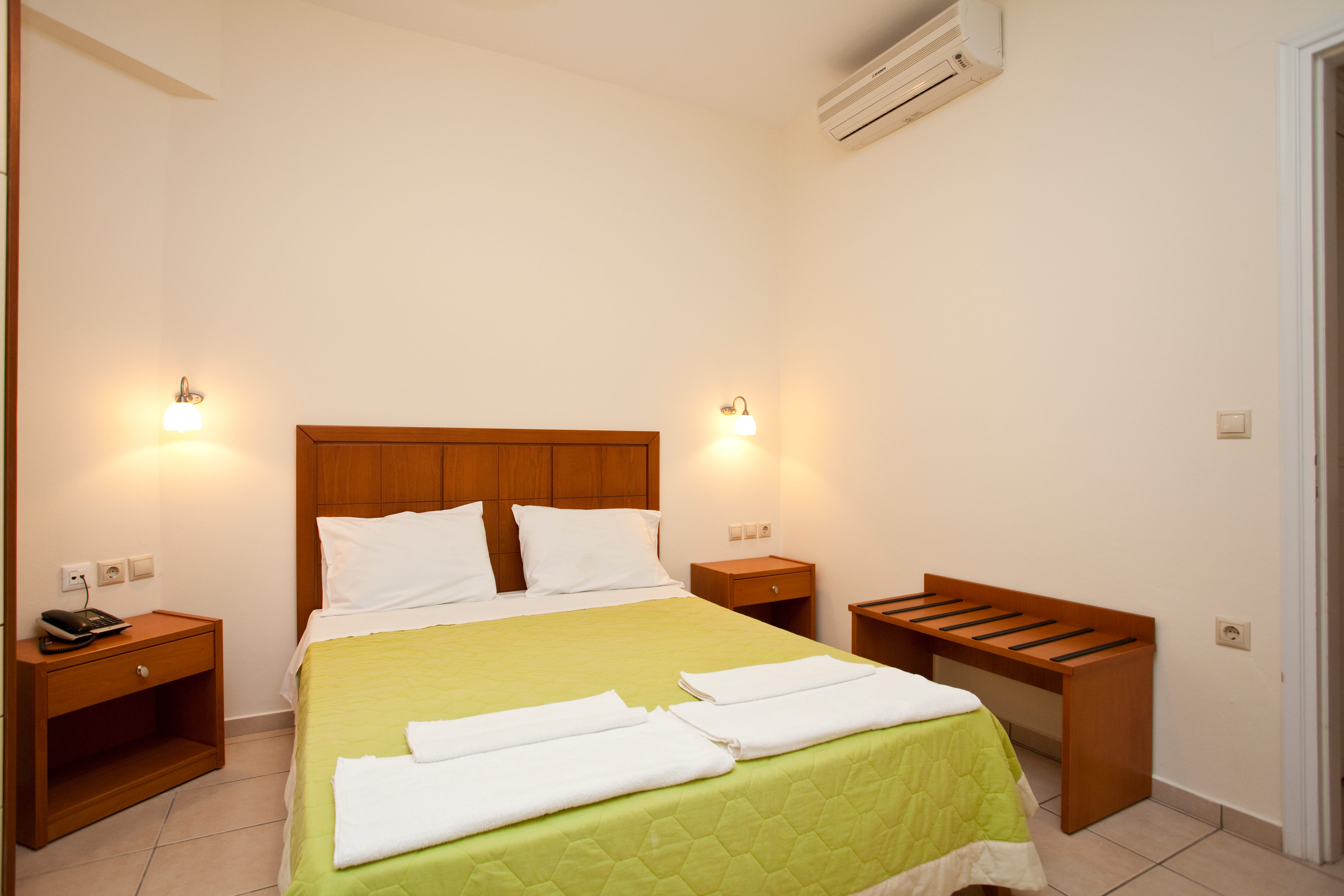 a bed in a room