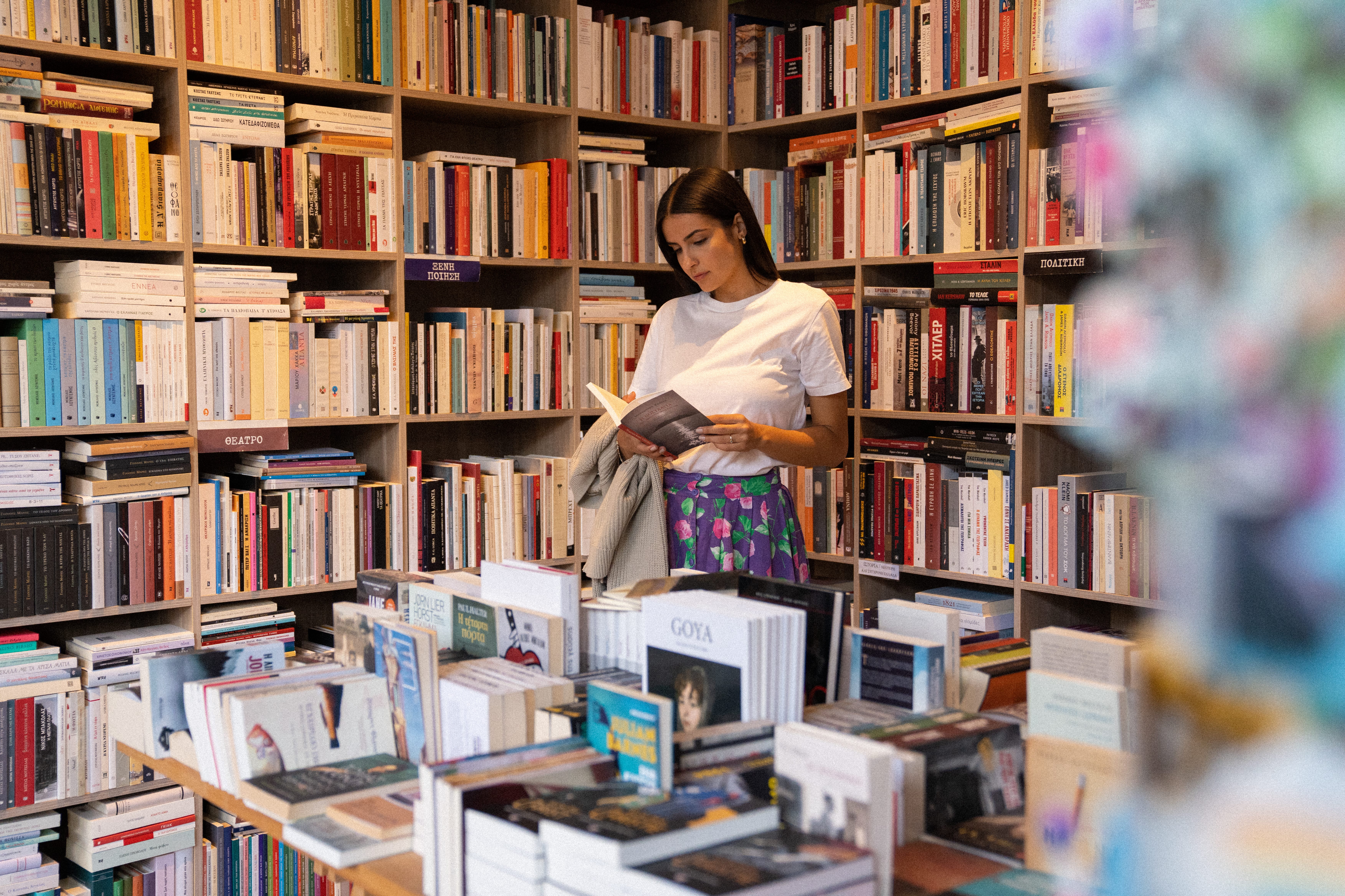 a person in a library