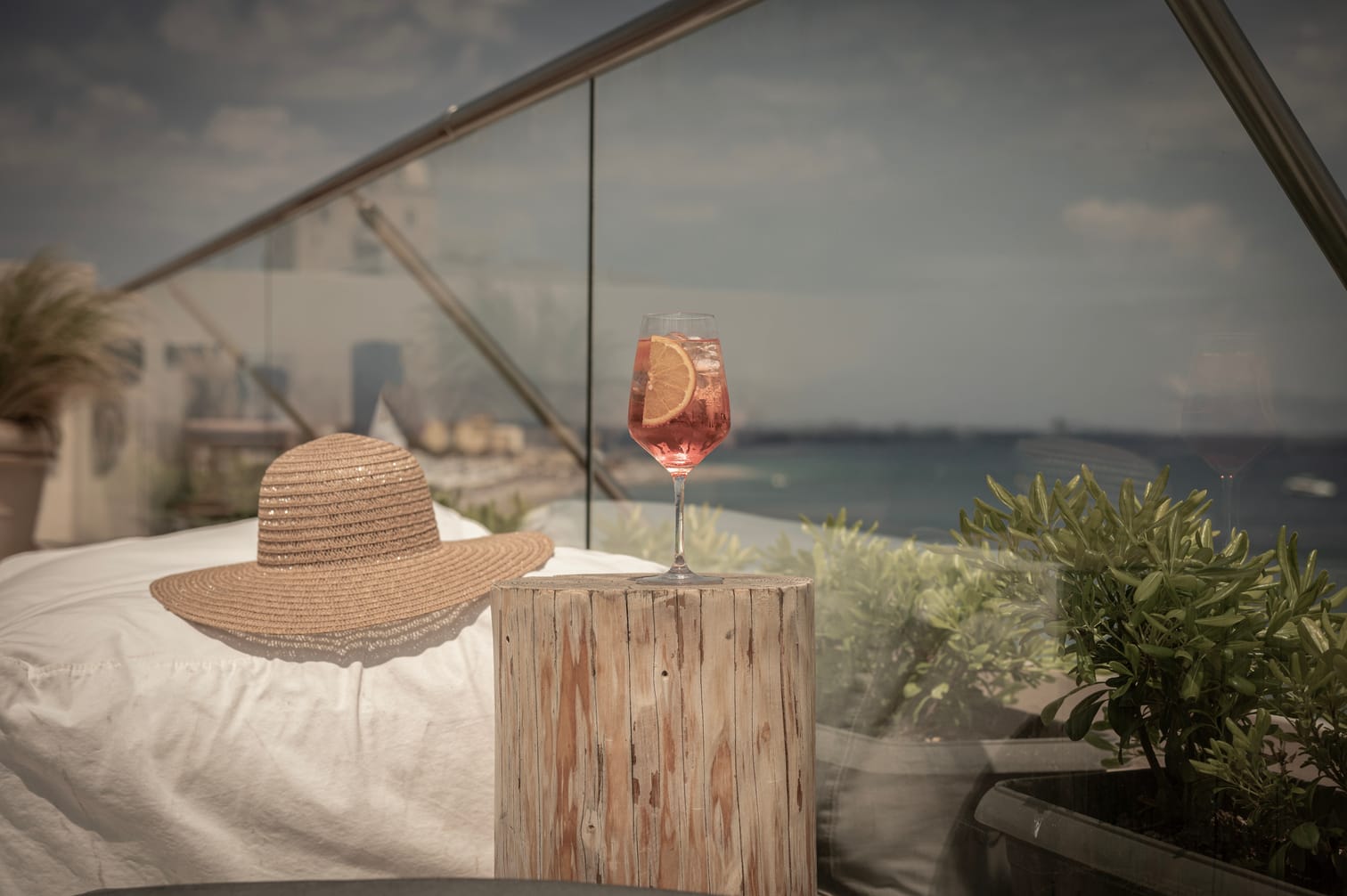 a glass of wine on a table